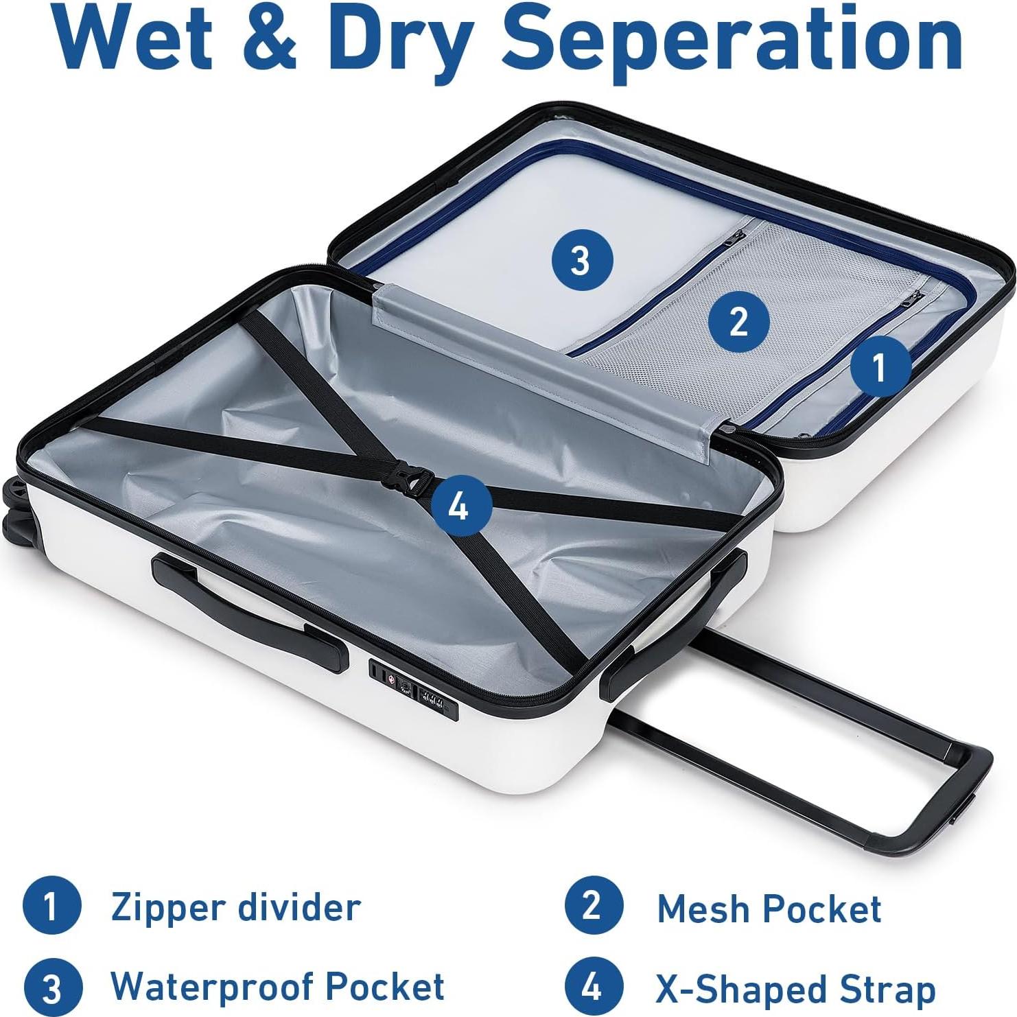 Maleta Mediana KYME 24" Blanca con Ruedas Dobles y Cerradura TSA