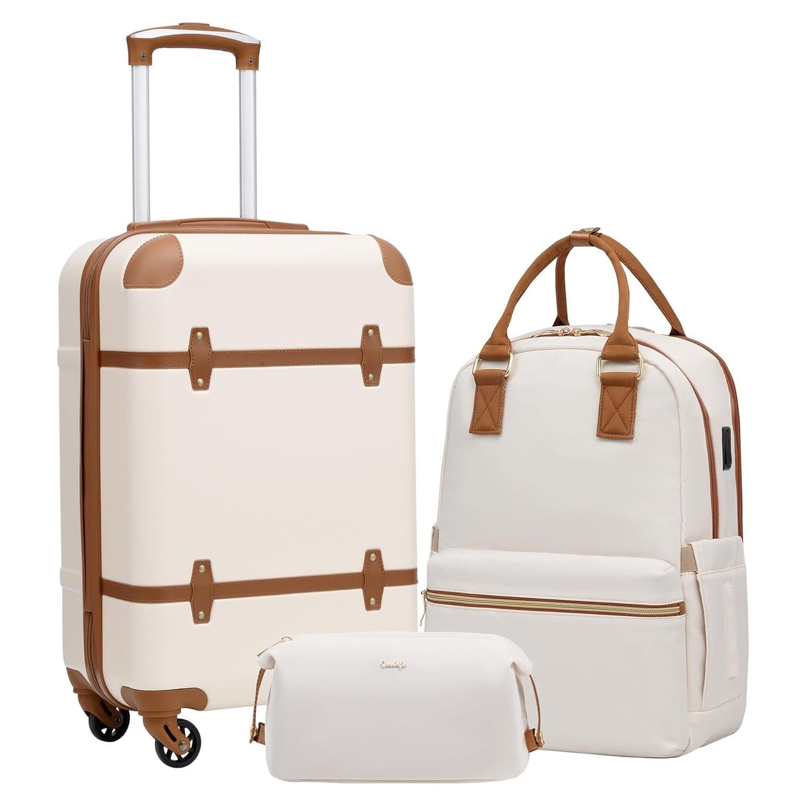 Conjunto de Equipaje Coolife 3 Piezas Maleta Dura Blanco