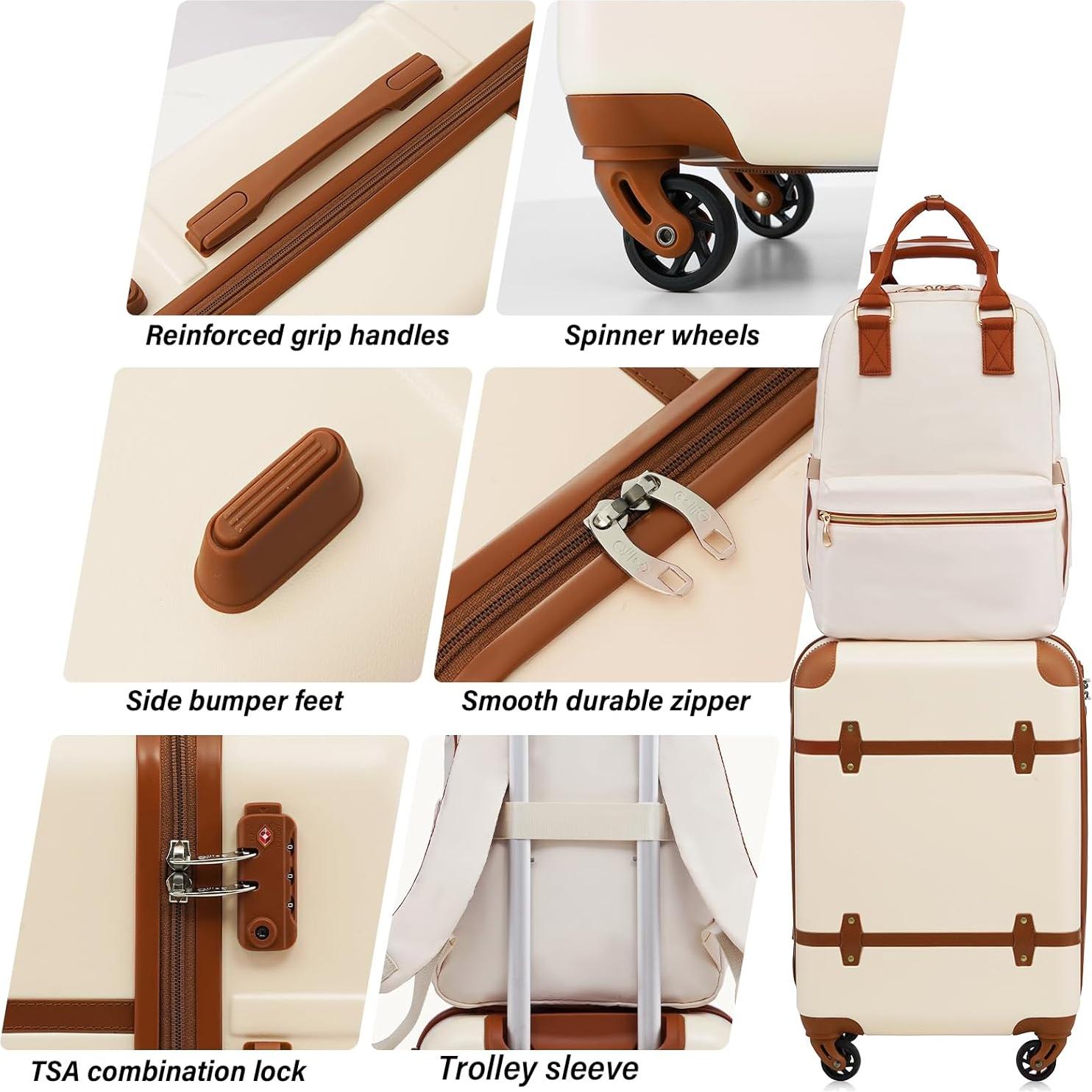 Conjunto de Equipaje Coolife 3 Piezas Maleta Dura Blanco