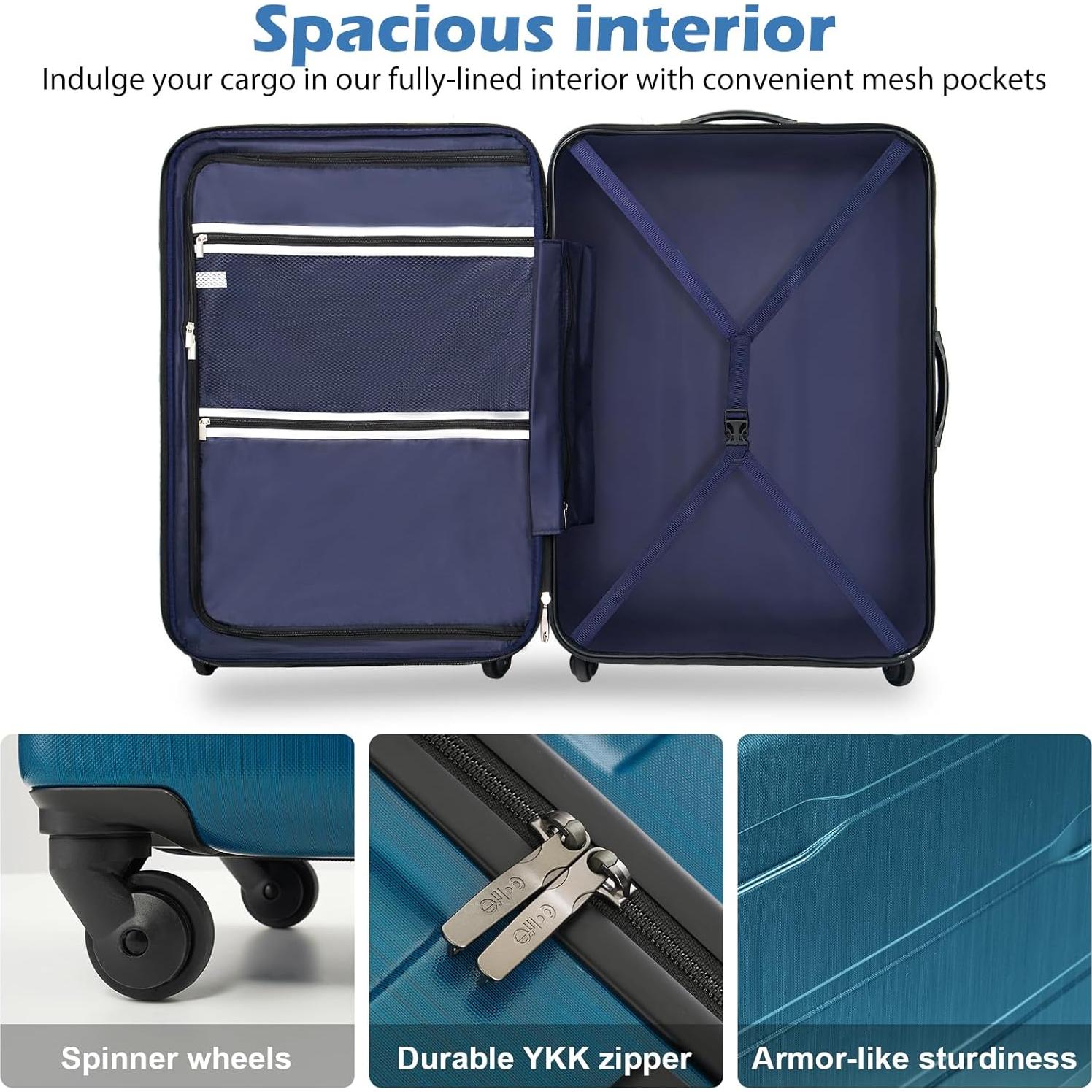 Maleta Coolife Spinner 20" con cerradura TSA Azul Caribe