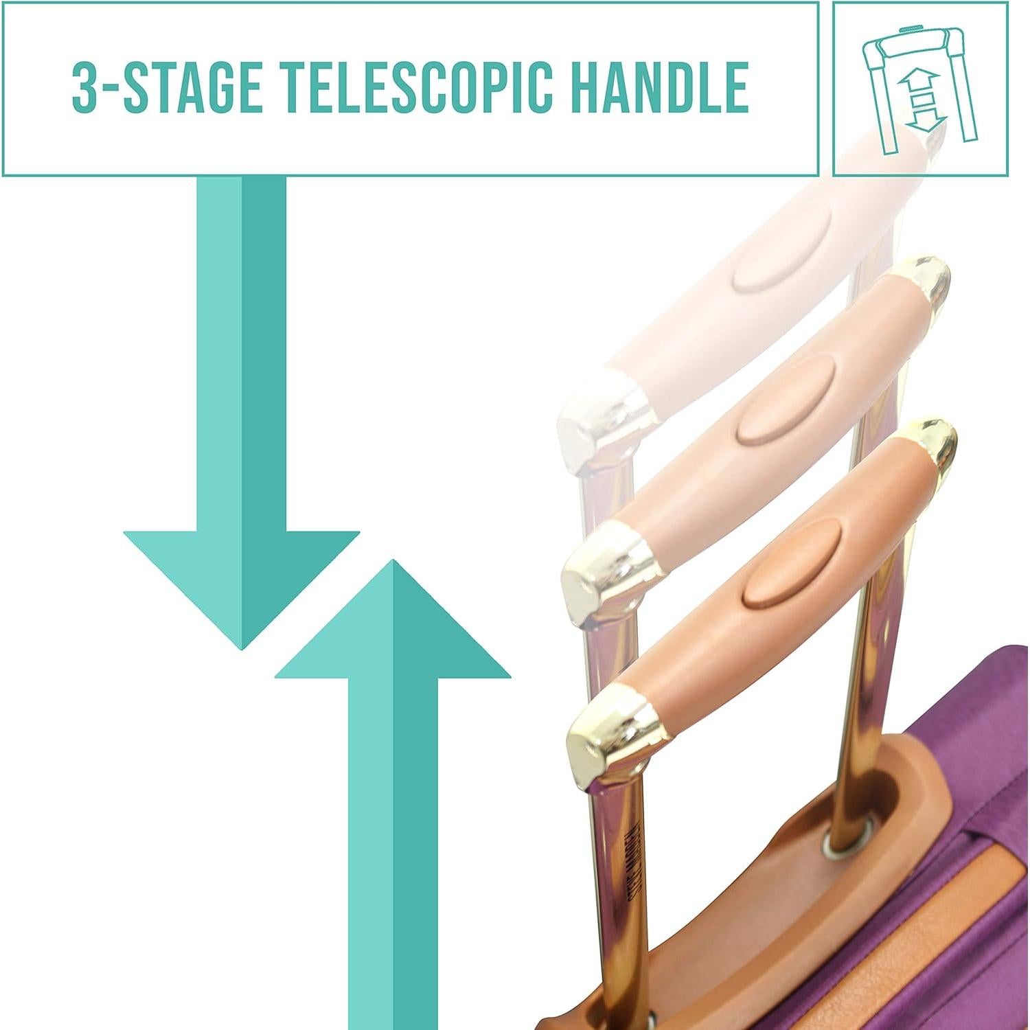 Maleta Expandible Steve Madden 20" Negra Ligera para Viaje