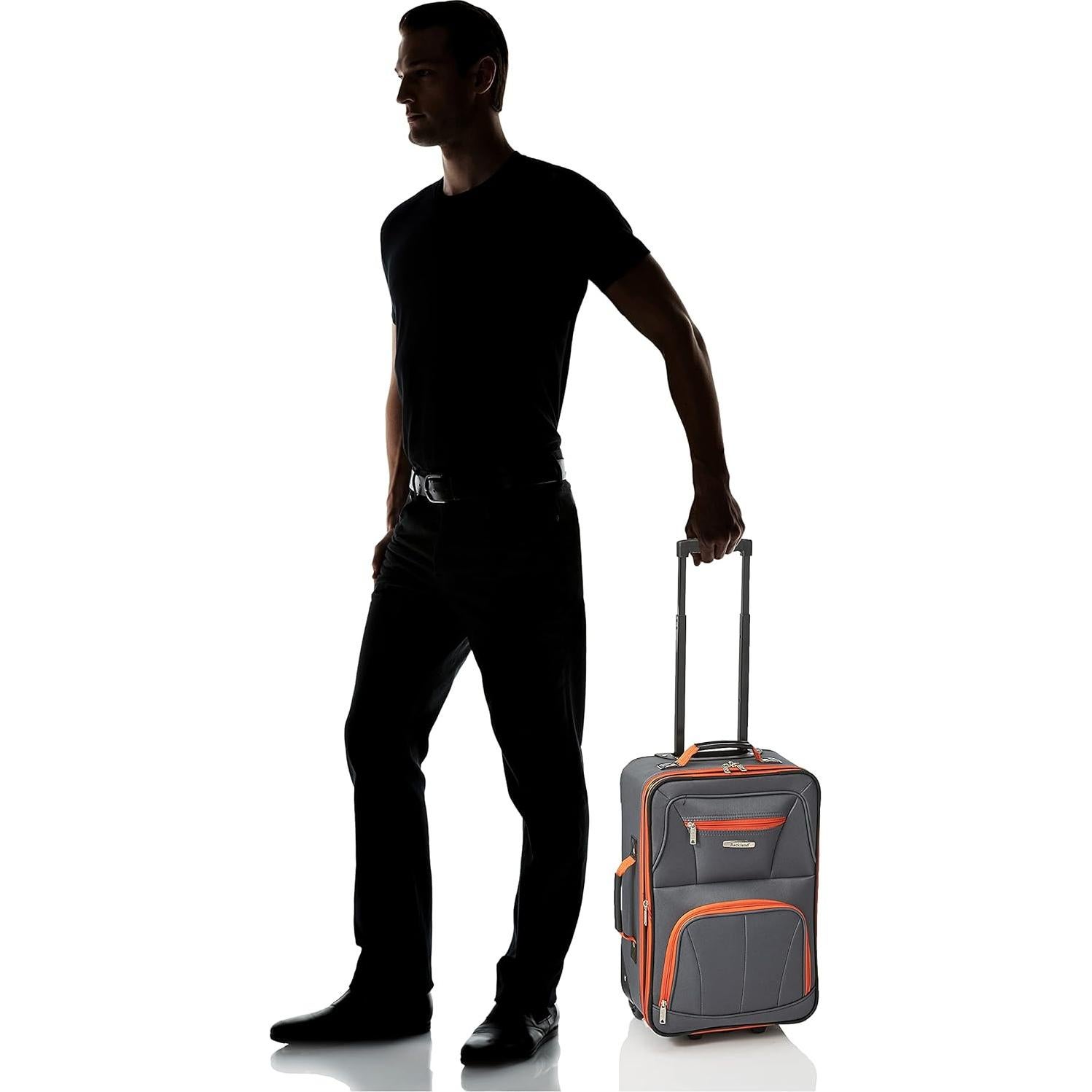 Fashion Expandable Softside Upright Luggage Set, Charcoal, 2-Piece (14/19)