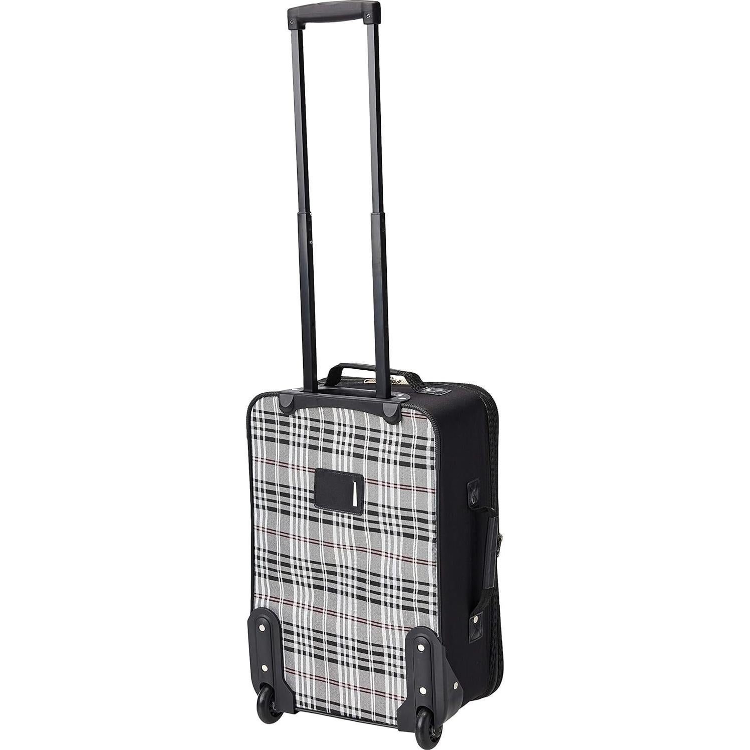 Conjunto de Equipaje Rockland 2 Piezas Expandible Cuadros Negros