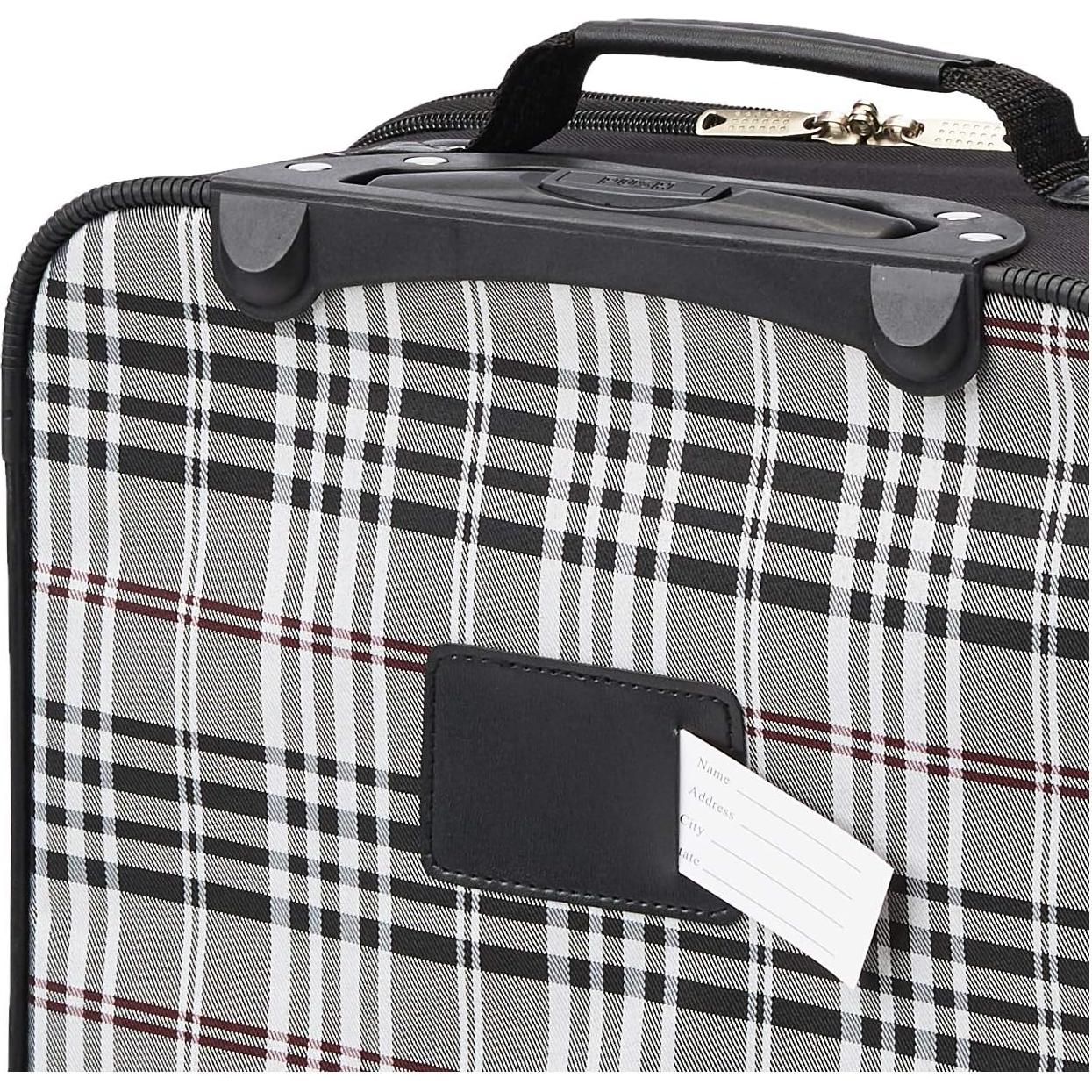 Conjunto de Equipaje Rockland 2 Piezas Expandible Cuadros Negros