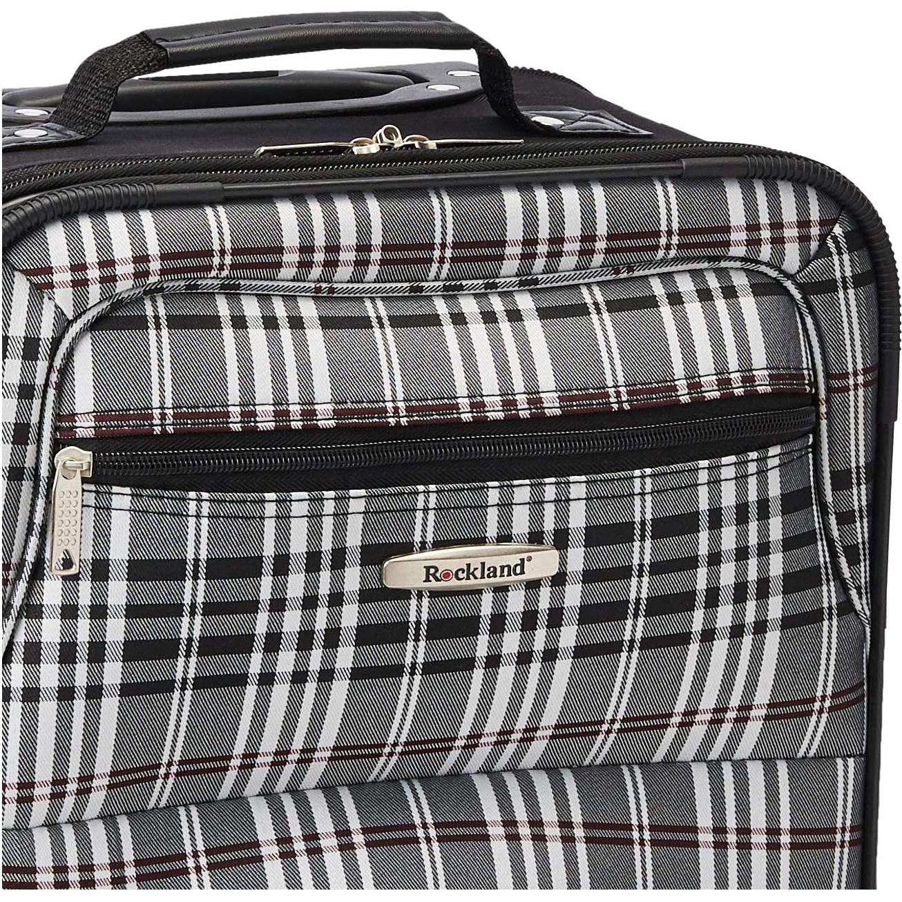 Conjunto de Equipaje Rockland 2 Piezas Expandible Cuadros Negros