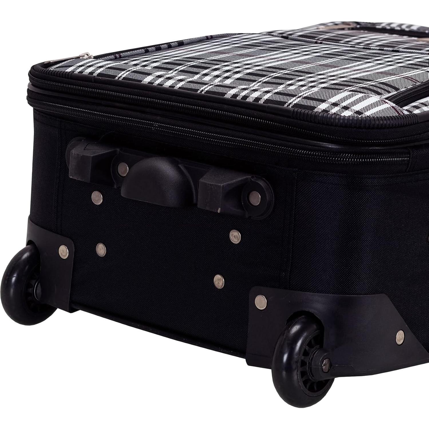 Conjunto de Equipaje Rockland 2 Piezas Expandible Cuadros Negros