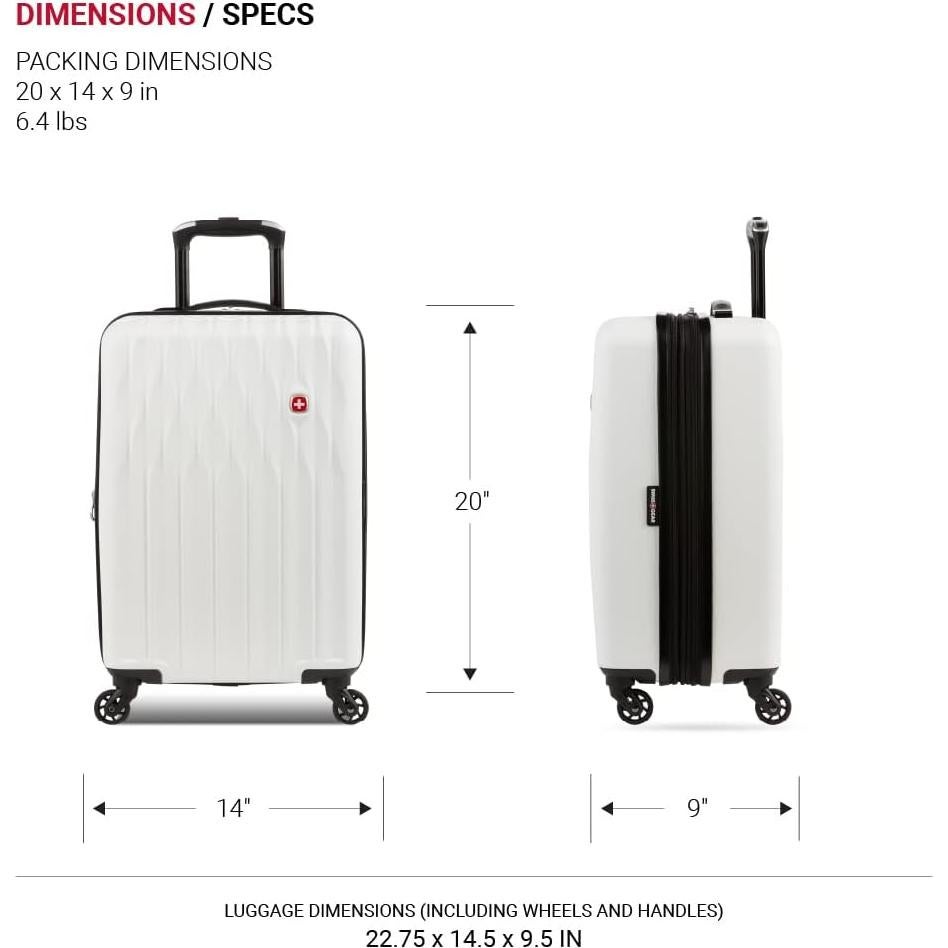 Equipaje Duro Expandible SwissGear 8018 20" Blanco 50.8 cm