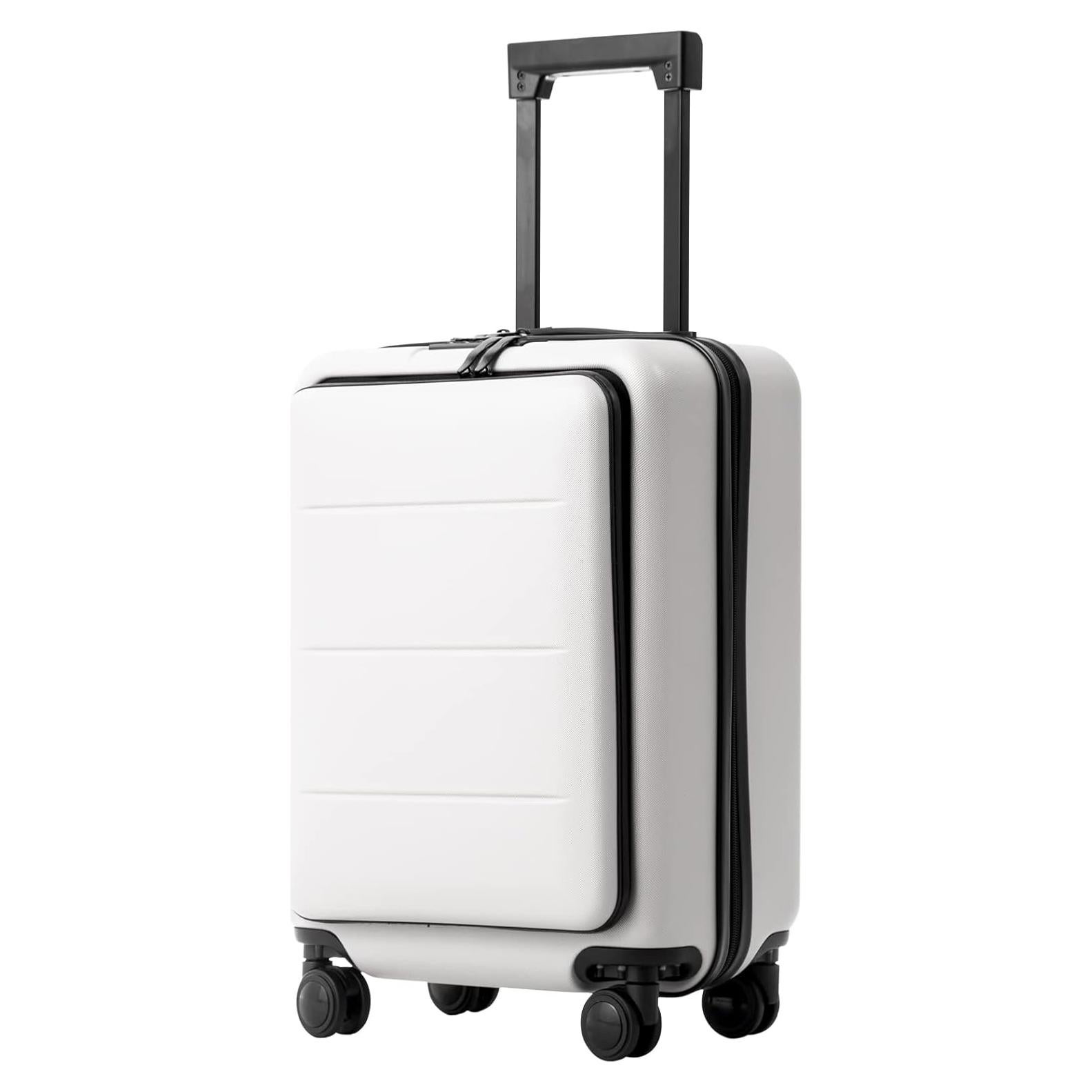 Maleta Coolife 20" ABS+PC Spinner Trolley Blanca con Compartimento
