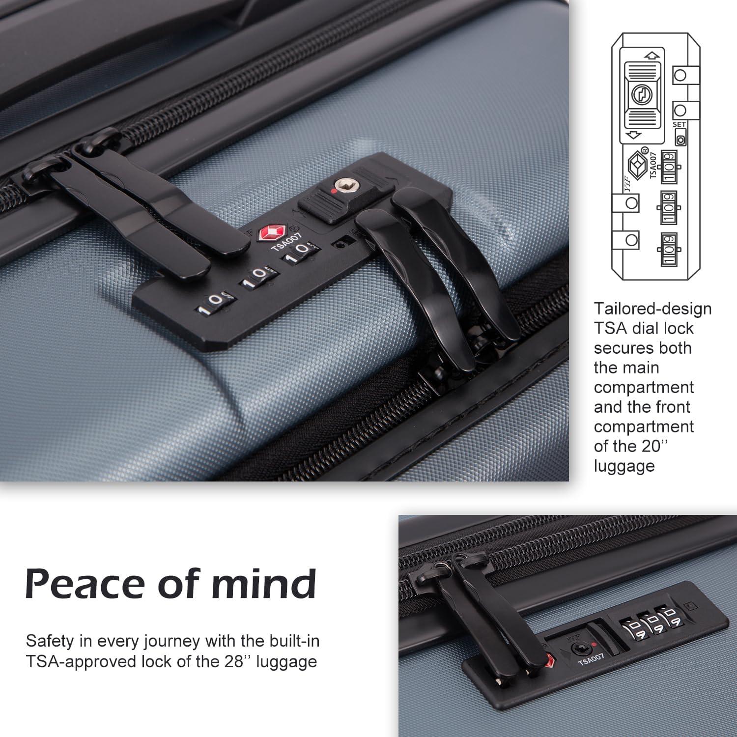 Maleta Coolife 20" ABS+PC Spinner Trolley Blanca con Compartimento