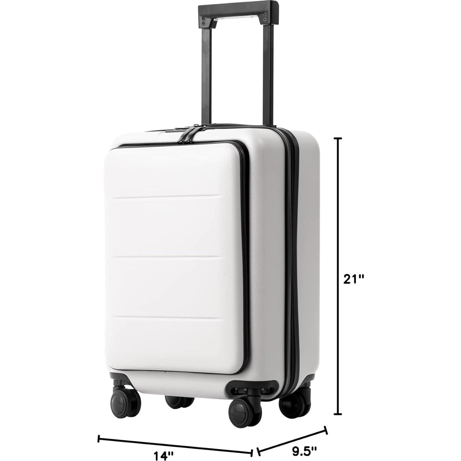 Maleta Coolife 20" ABS+PC Spinner Trolley Blanca con Compartimento