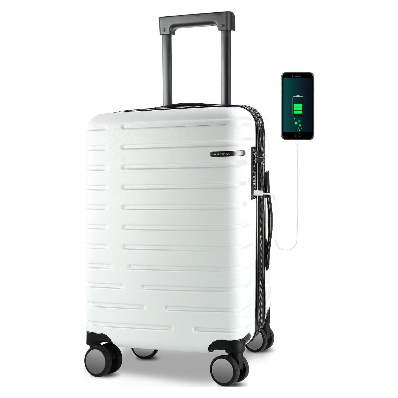 Maleta de Mano EMPSIGN 50.8 cm Dura con Ruedas y TSA Blanca