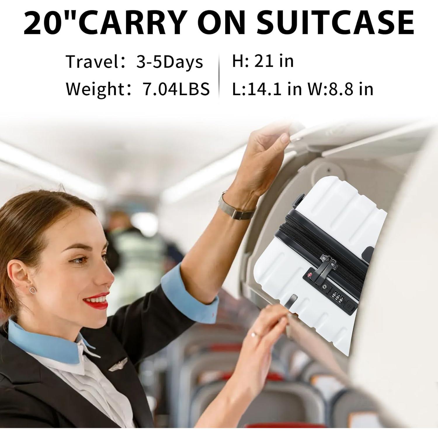 Maleta de Mano EMPSIGN 50.8 cm Dura con Ruedas y TSA Blanca