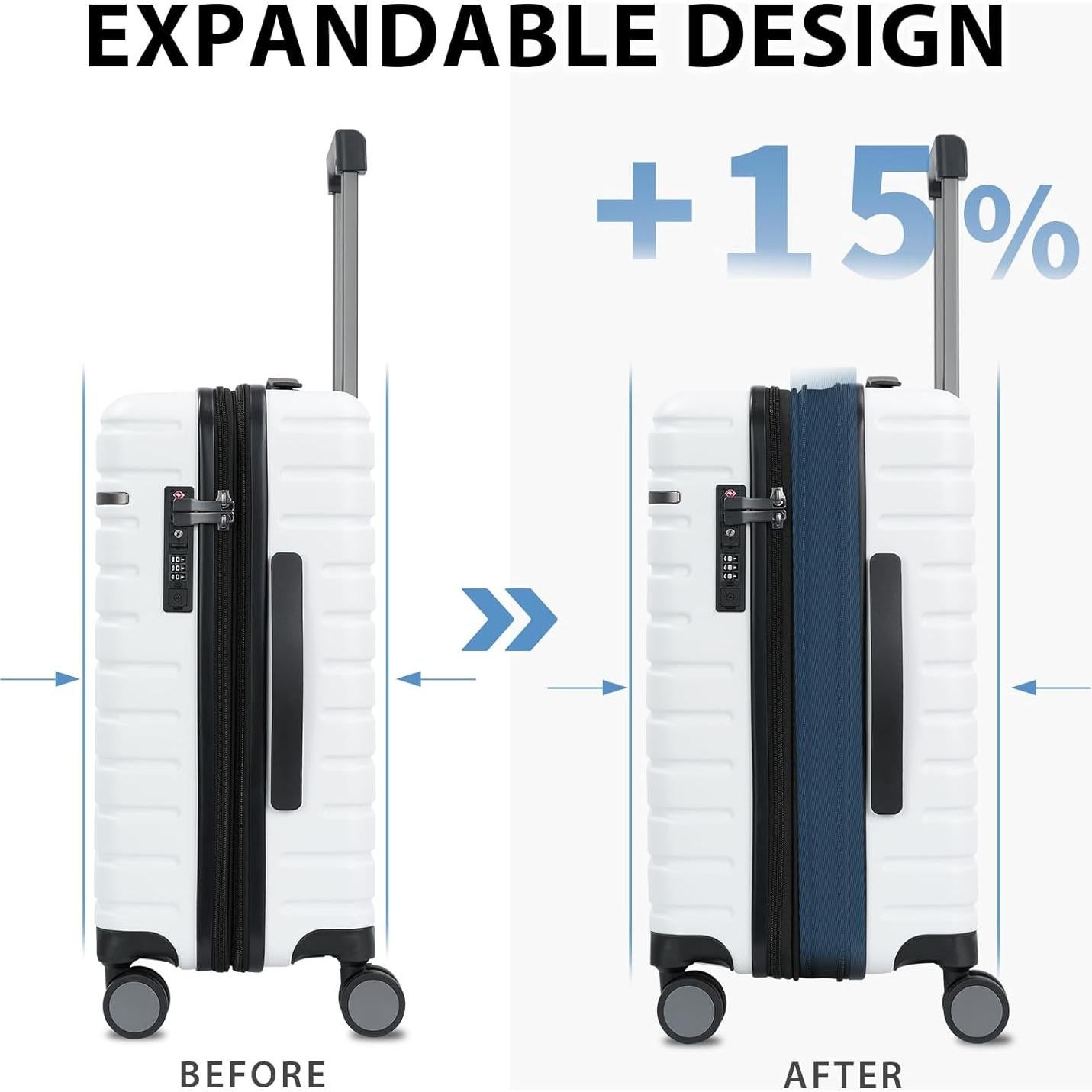Maleta de Mano EMPSIGN 50.8 cm Dura con Ruedas y TSA Blanca