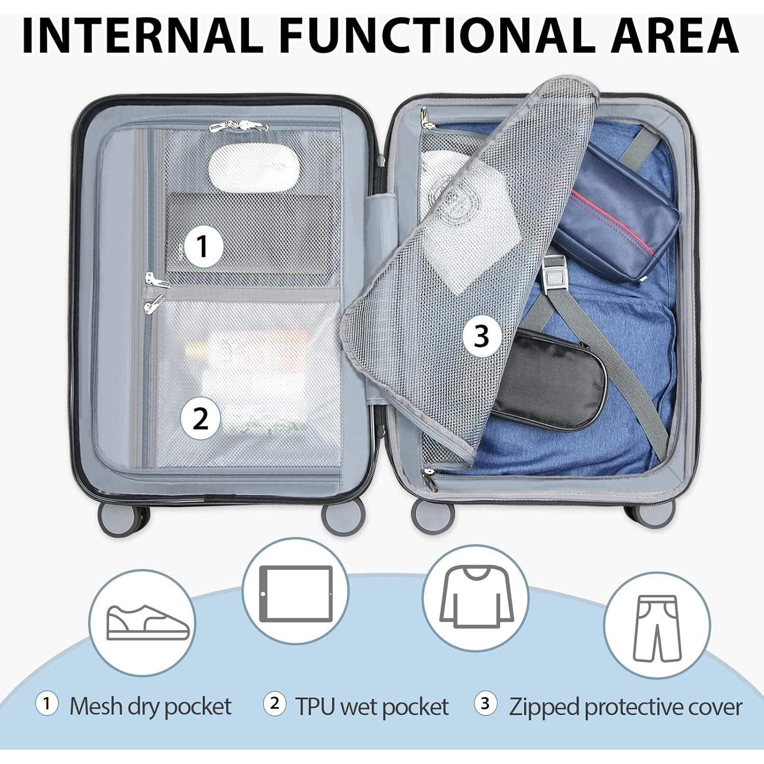 Maleta de Mano EMPSIGN 50.8 cm Dura con Ruedas y TSA Blanca