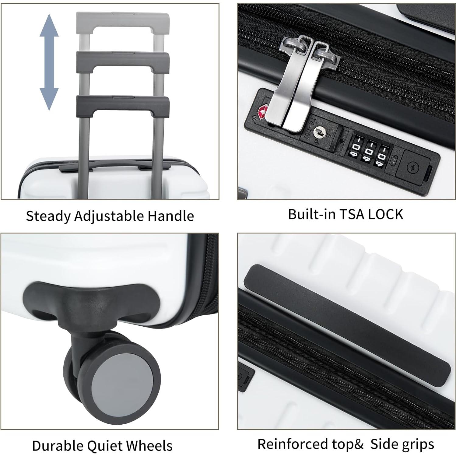 Maleta de Mano EMPSIGN 50.8 cm Dura con Ruedas y TSA Blanca