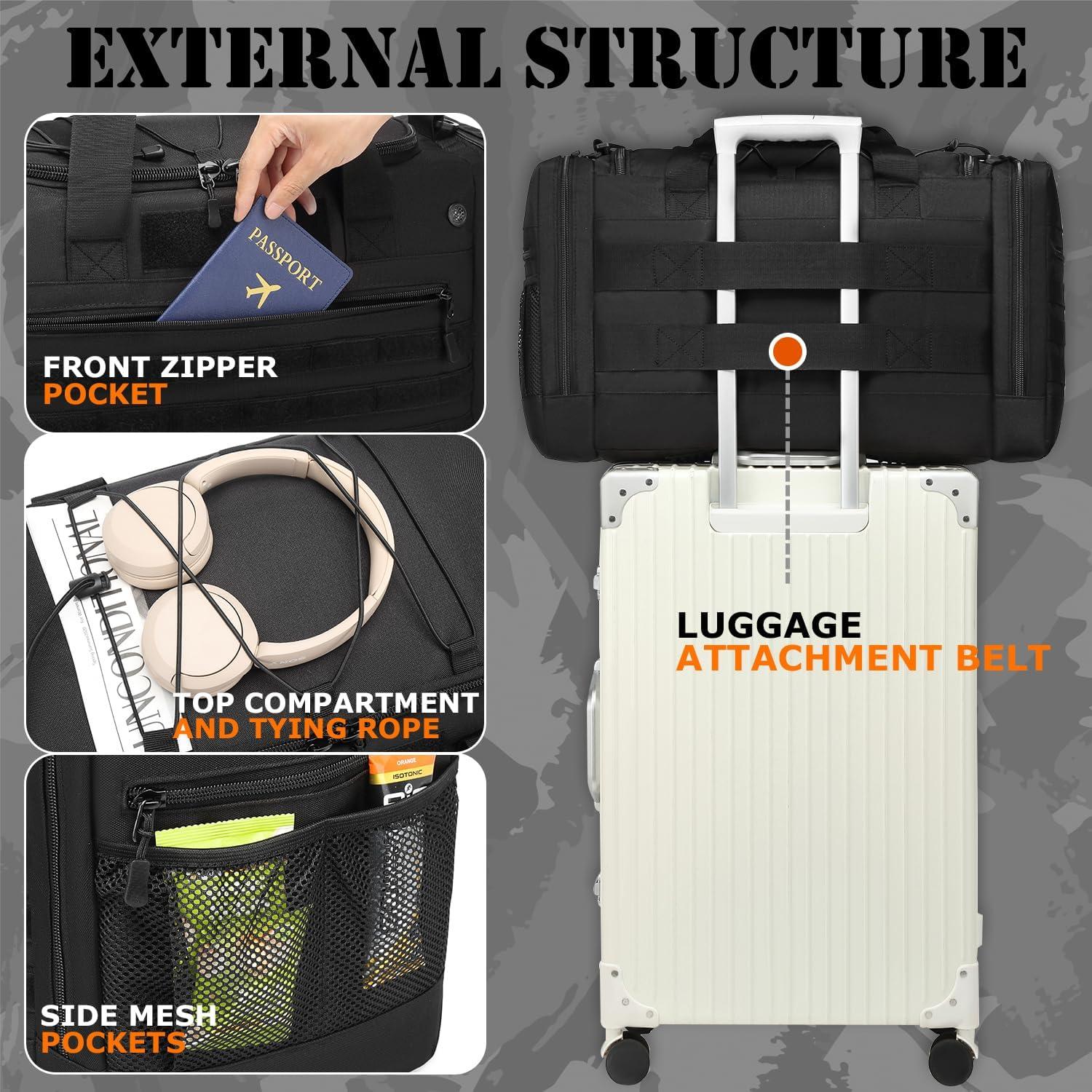 Bolsa de viaje táctica BISKLNDN 45L impermeable negra