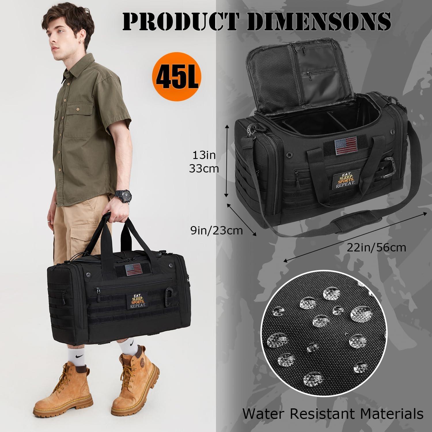 Bolsa de viaje táctica BISKLNDN 45L impermeable negra