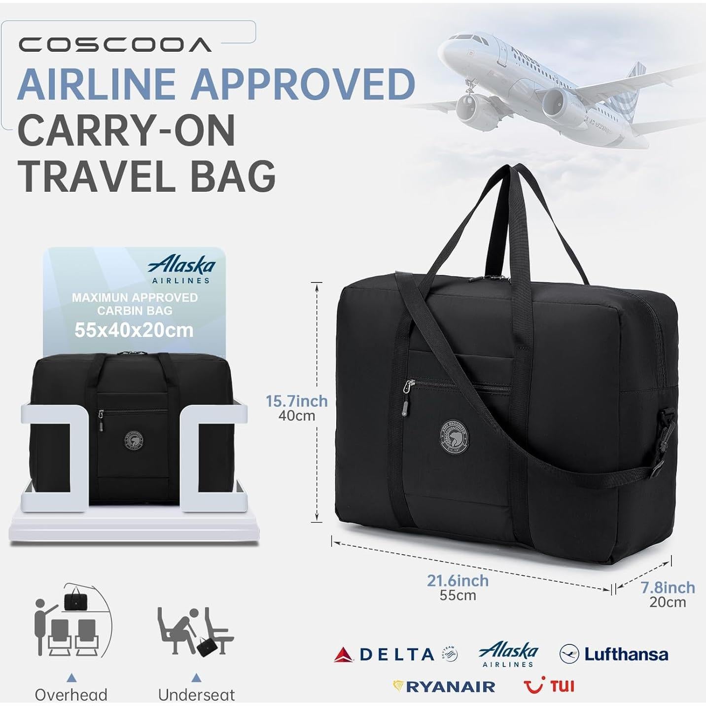 Bolsa de viaje plegable COSCOOA 45L impermeable unisex