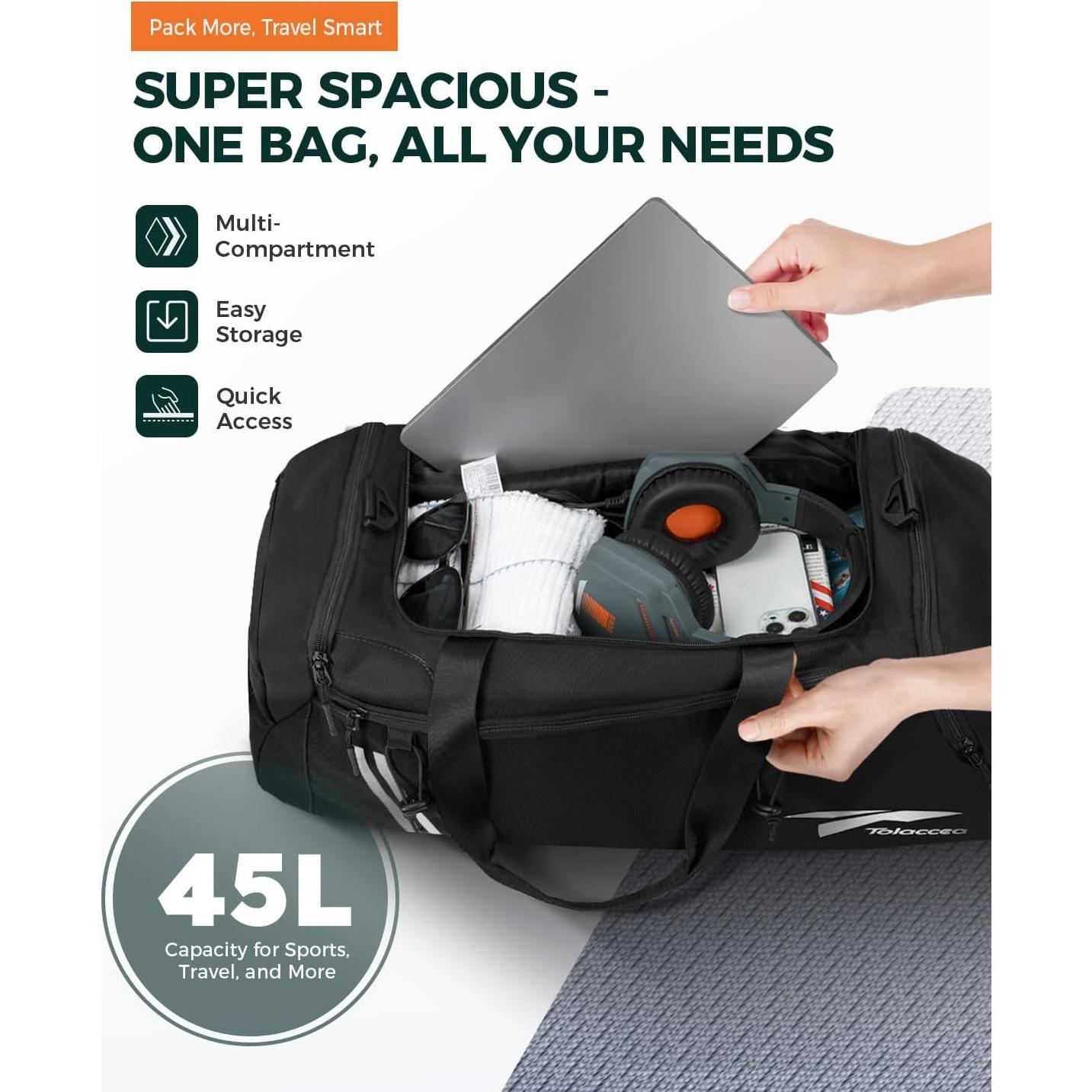 Bolsa de Gimnasio Tolaccea 45L Unisex con Compartimentos