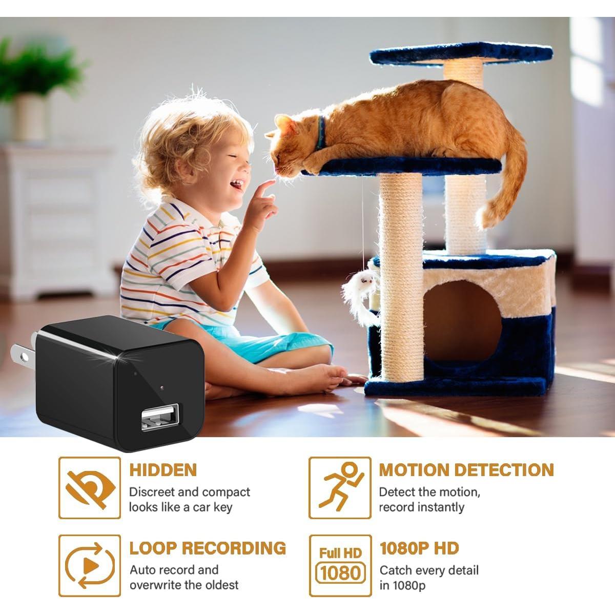 Cámara Oculta 1080P Portátil con Cargador - lo.baby.ve