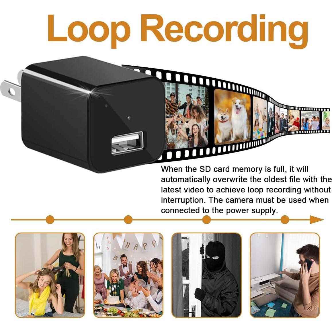 Cámara Oculta 1080P Portátil con Cargador - lo.baby.ve