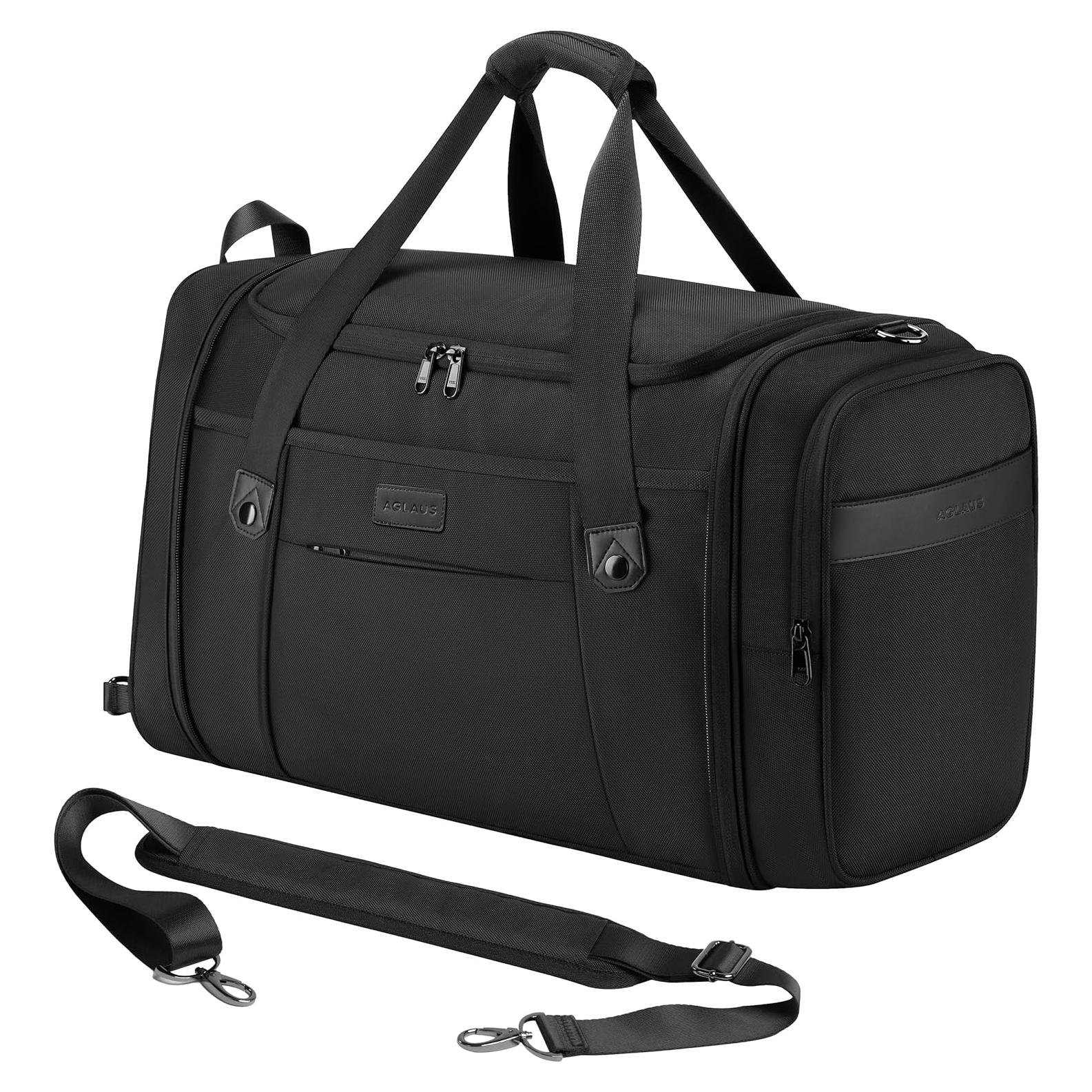 Bolsa de viaje AGLAUS Tourenne 45L plegable negra con compartimento para zapatos