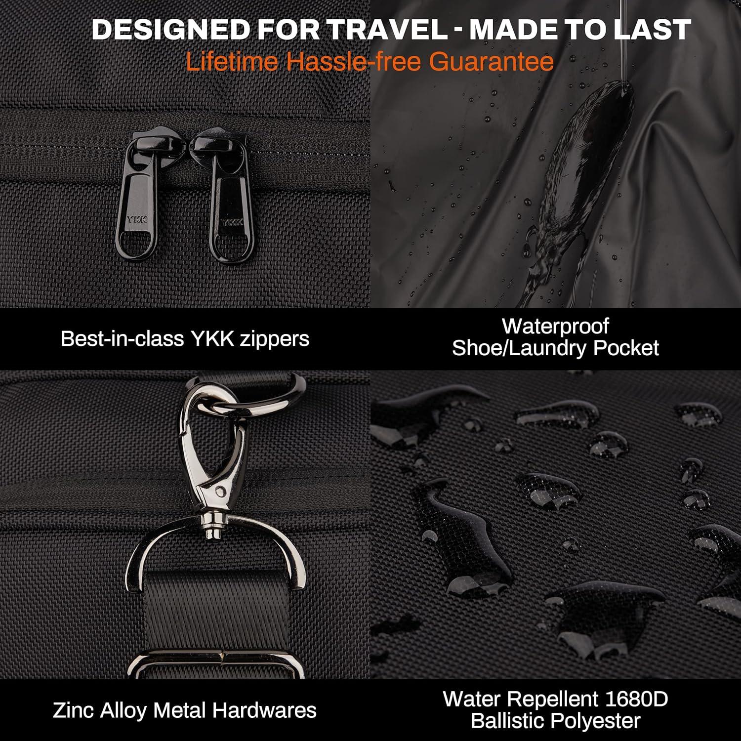 Bolsa de viaje AGLAUS Tourenne 45L plegable negra con compartimento para zapatos