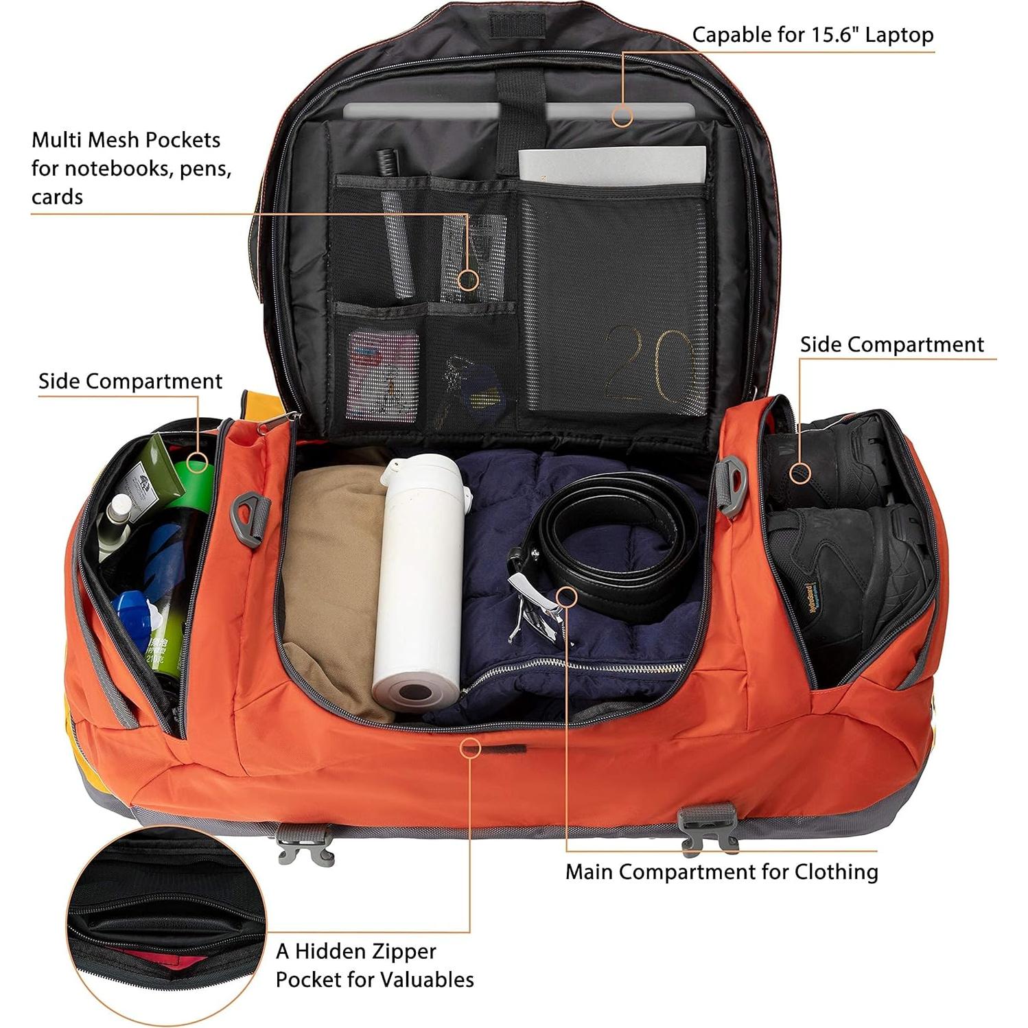 Bolsa de viaje grande Ubon 45L con compartimentos y correas