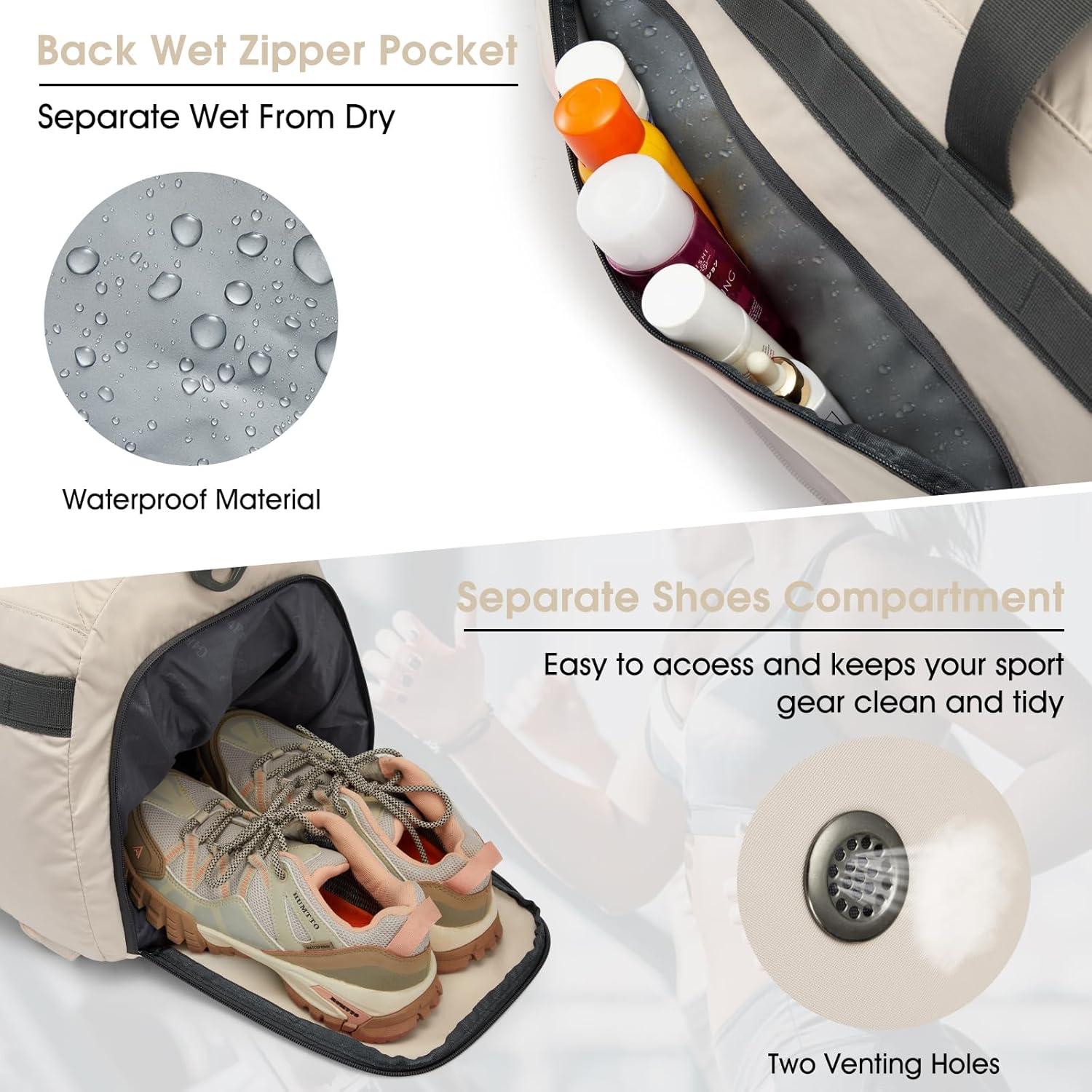 Bolsa de Gimnasio G4Free 45L Resistente al Agua con Compartimento para Zapatos