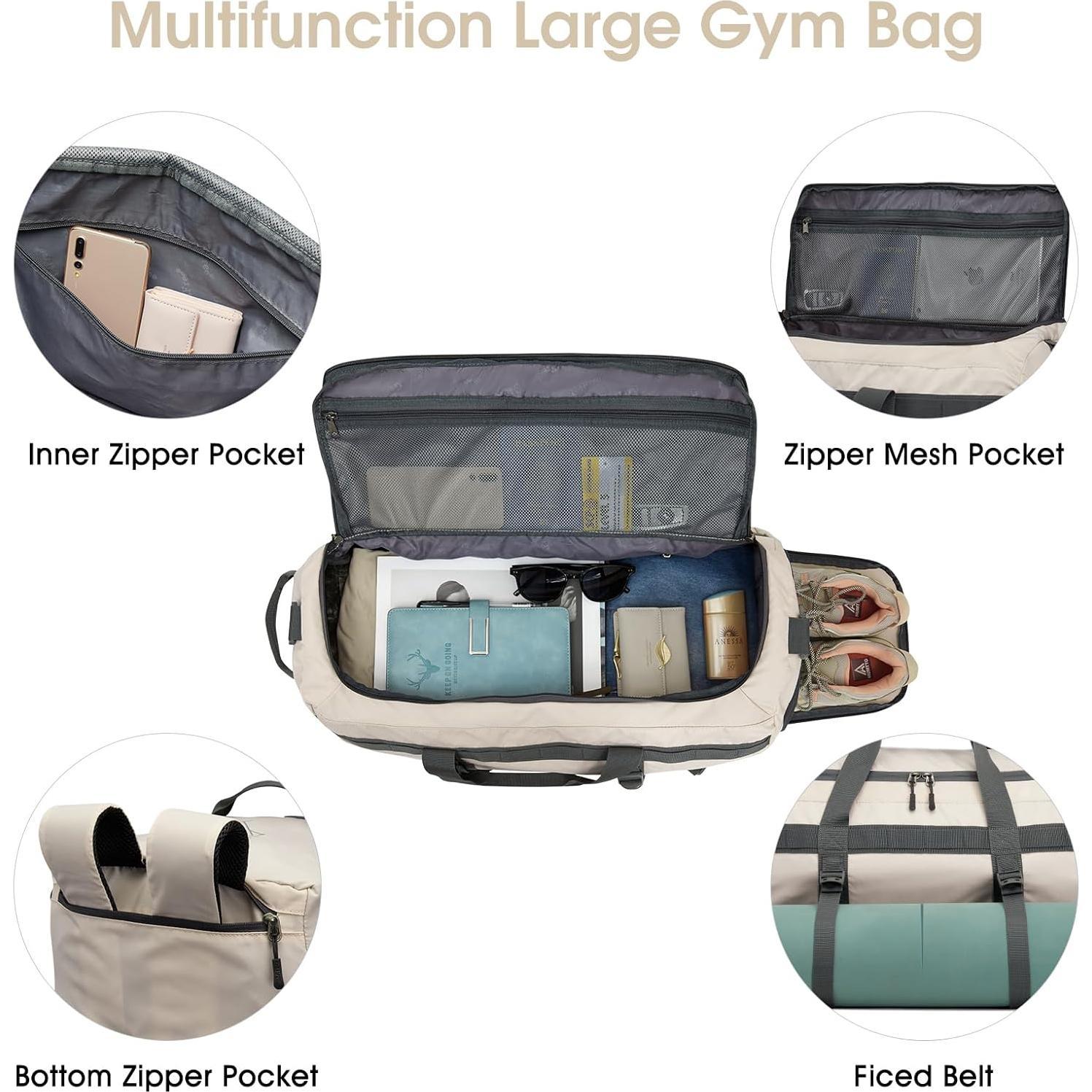 Bolsa de Gimnasio G4Free 45L Resistente al Agua con Compartimento para Zapatos