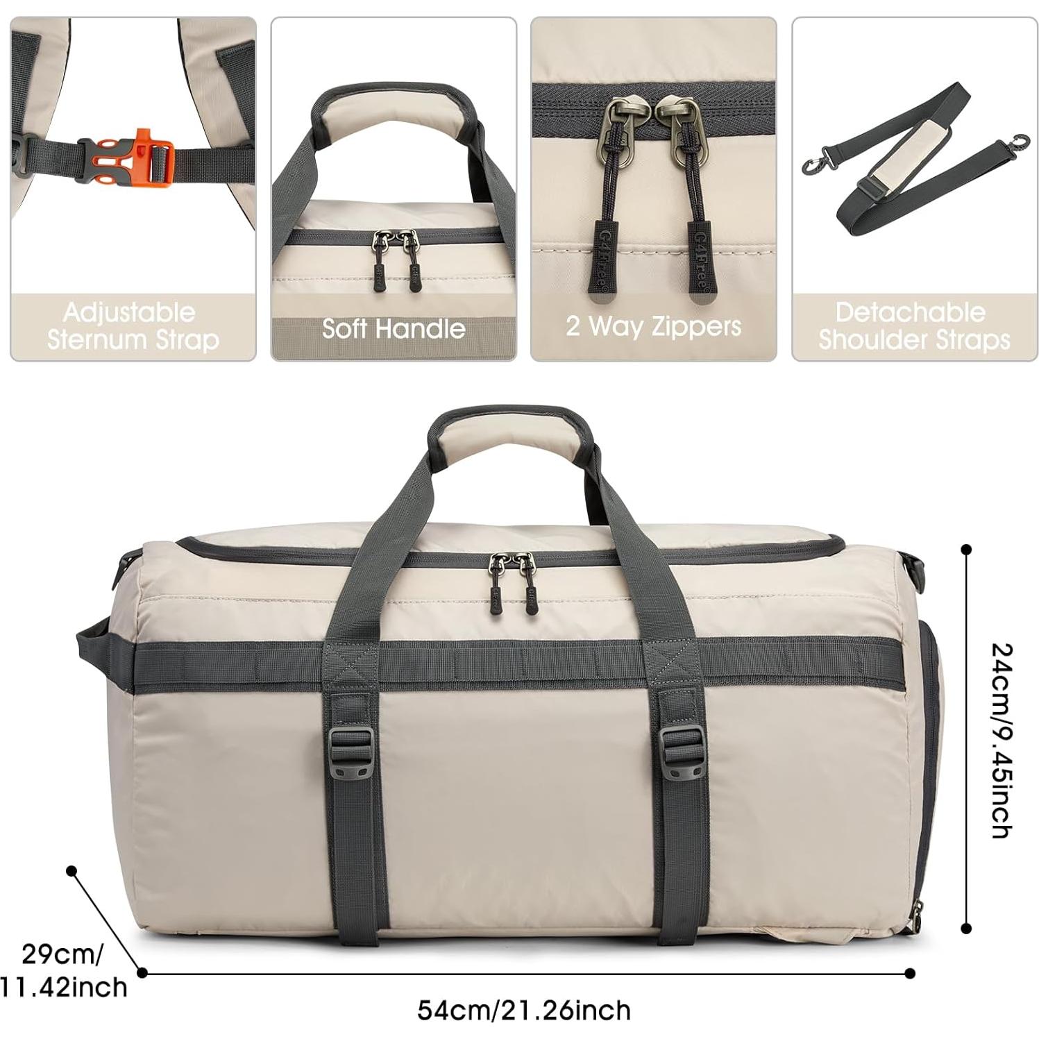 Bolsa de Gimnasio G4Free 45L Resistente al Agua con Compartimento para Zapatos