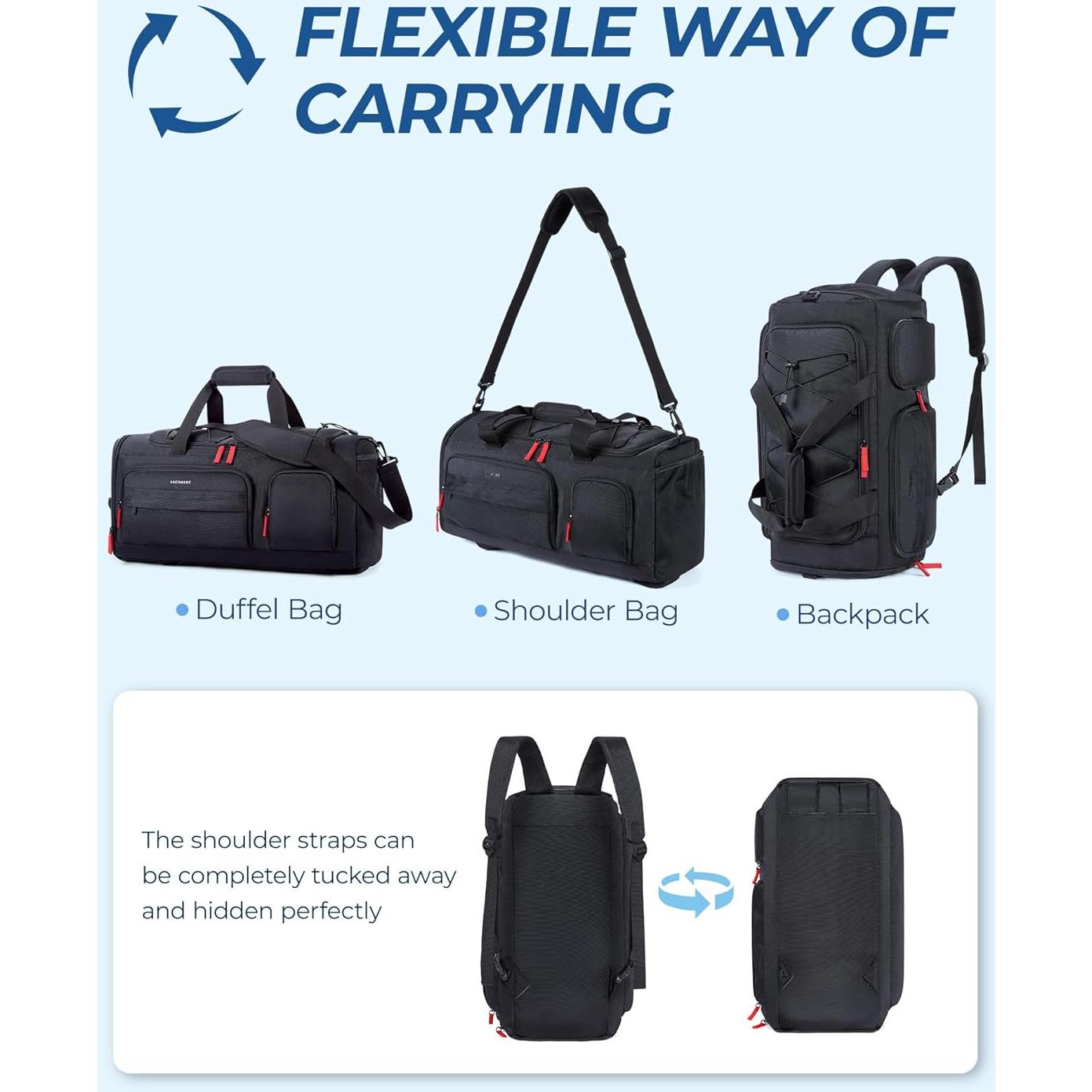 Bolsa de Gimnasio BAGSMART 35L Verde con Compartimentos