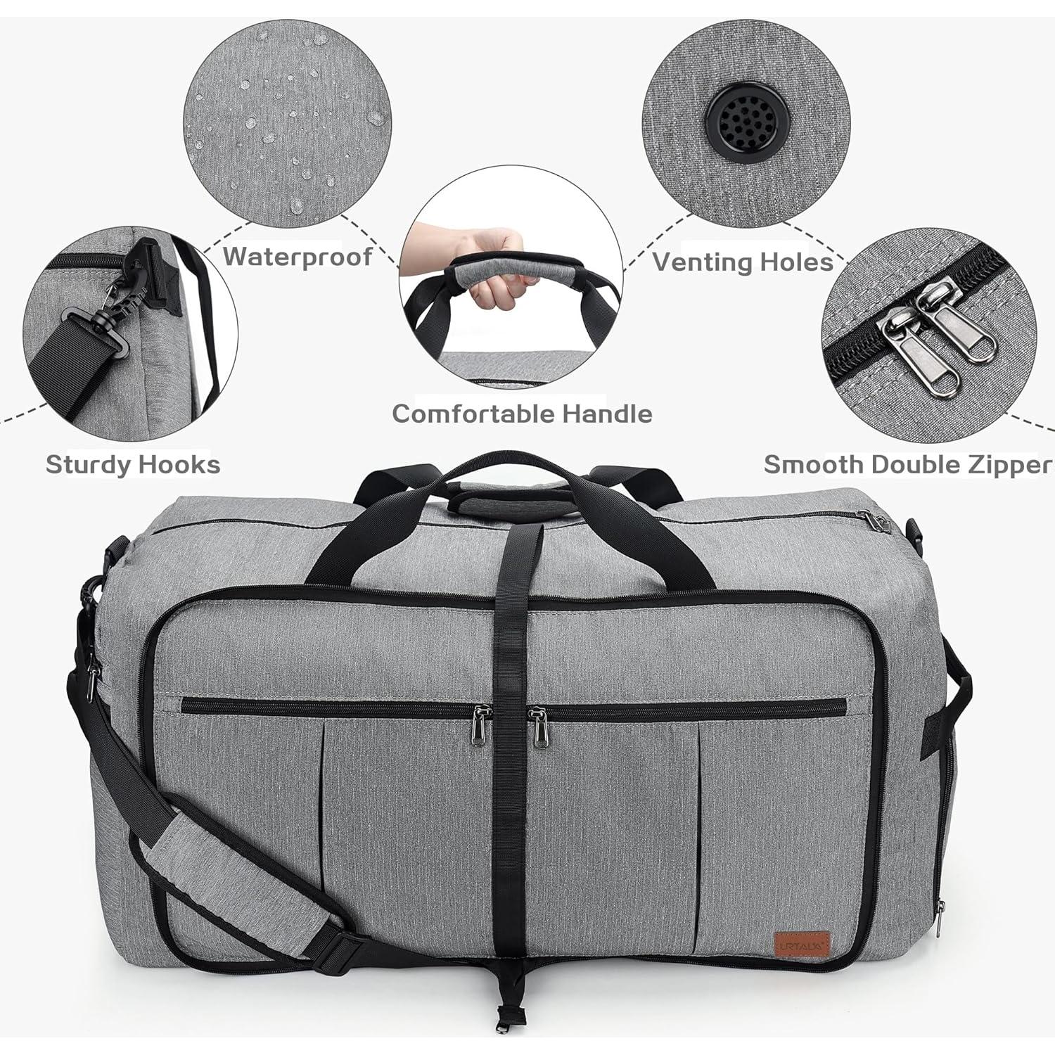 Bolsa de viaje Urtala 120L gris impermeable y plegable