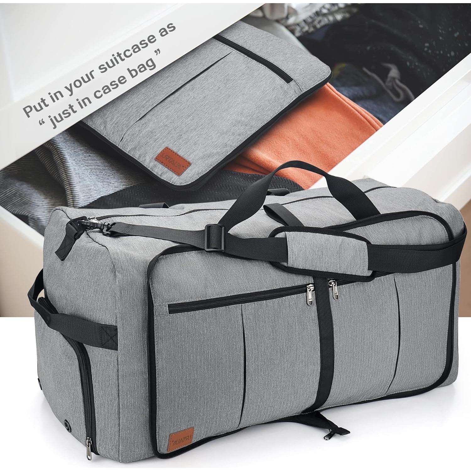 Bolsa de viaje Urtala 120L gris impermeable y plegable