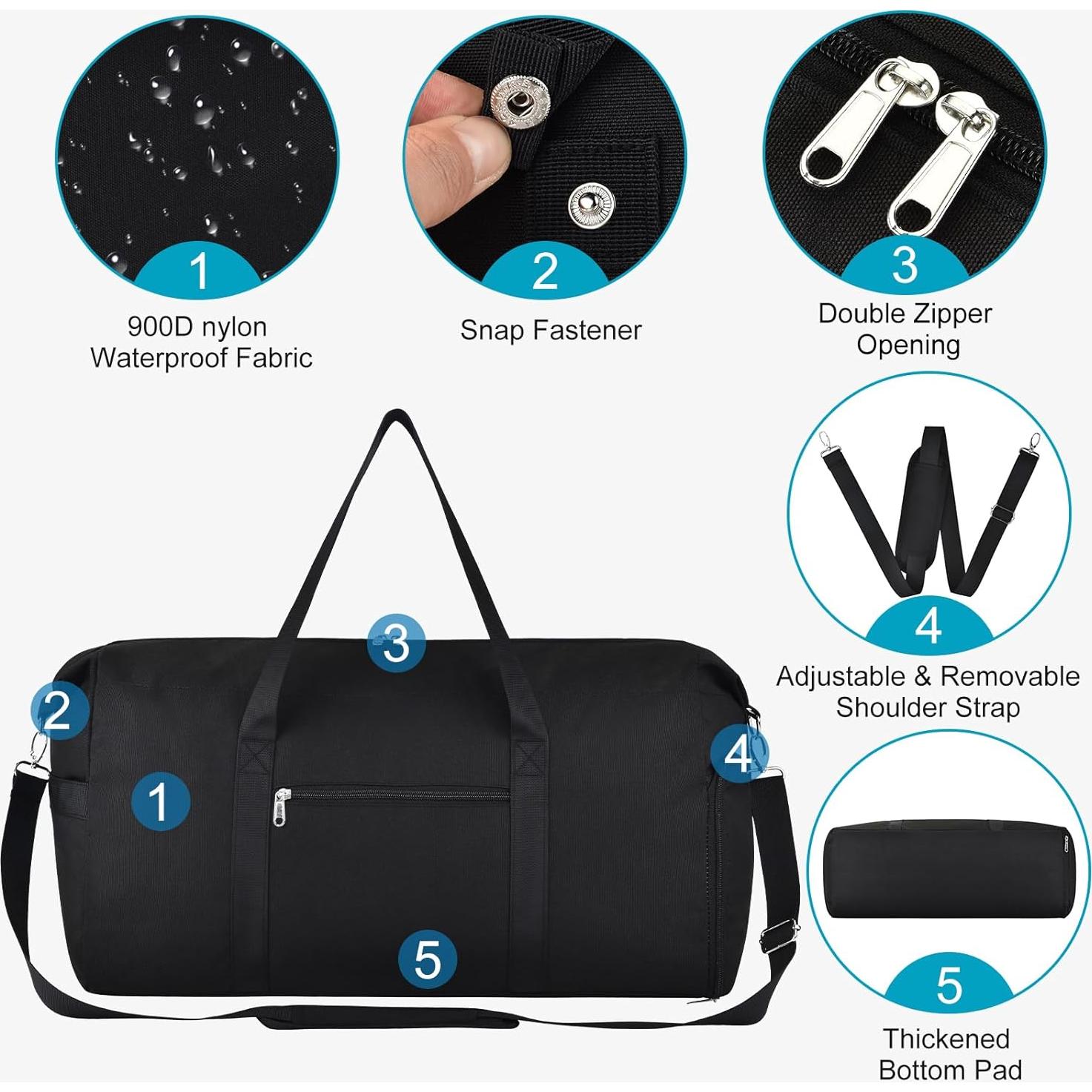 Bolsa de viaje plegable Felipe Varela 40L Negro 52x36x22 cm