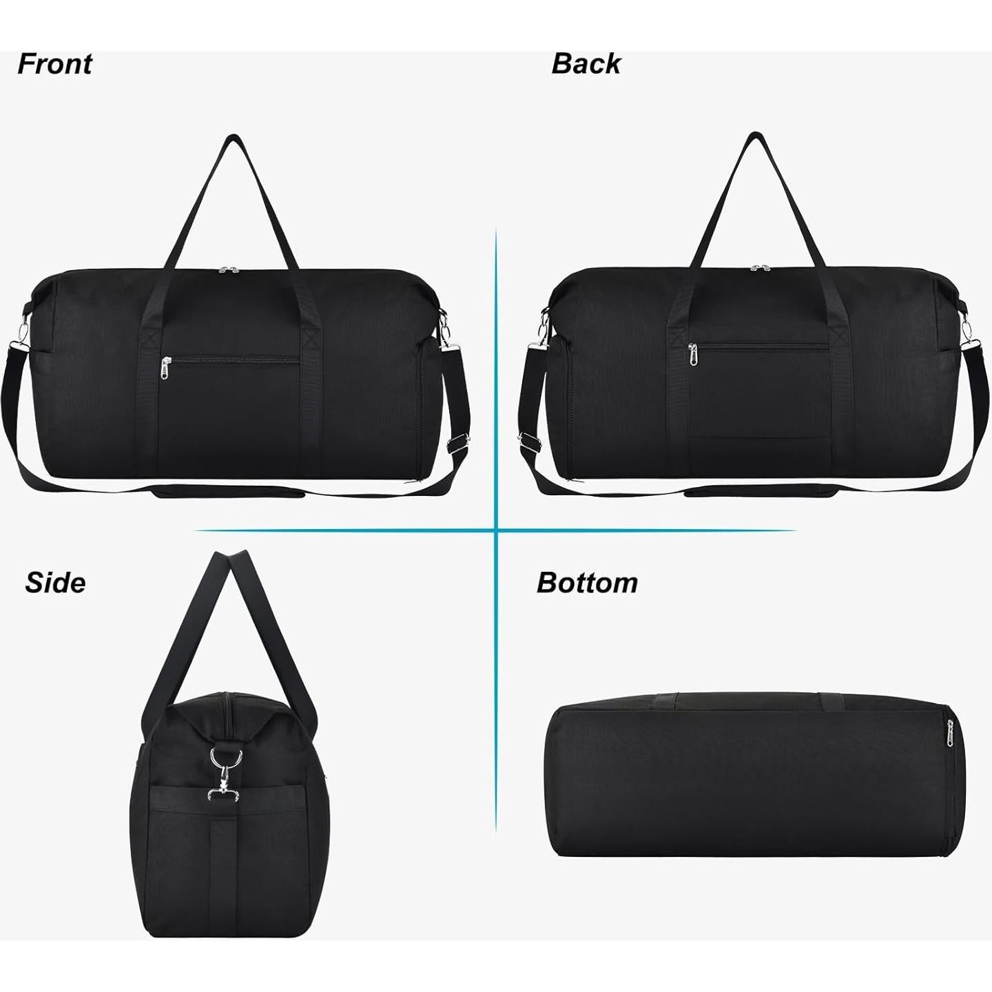 Bolsa de viaje plegable Felipe Varela 40L Negro 52x36x22 cm