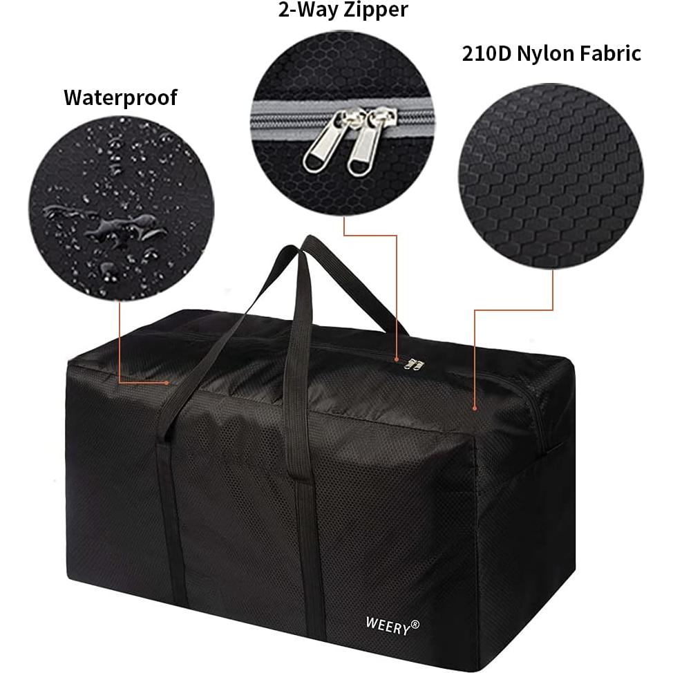 Bolsa de viaje WEERY 96L impermeable plegable unisex negra