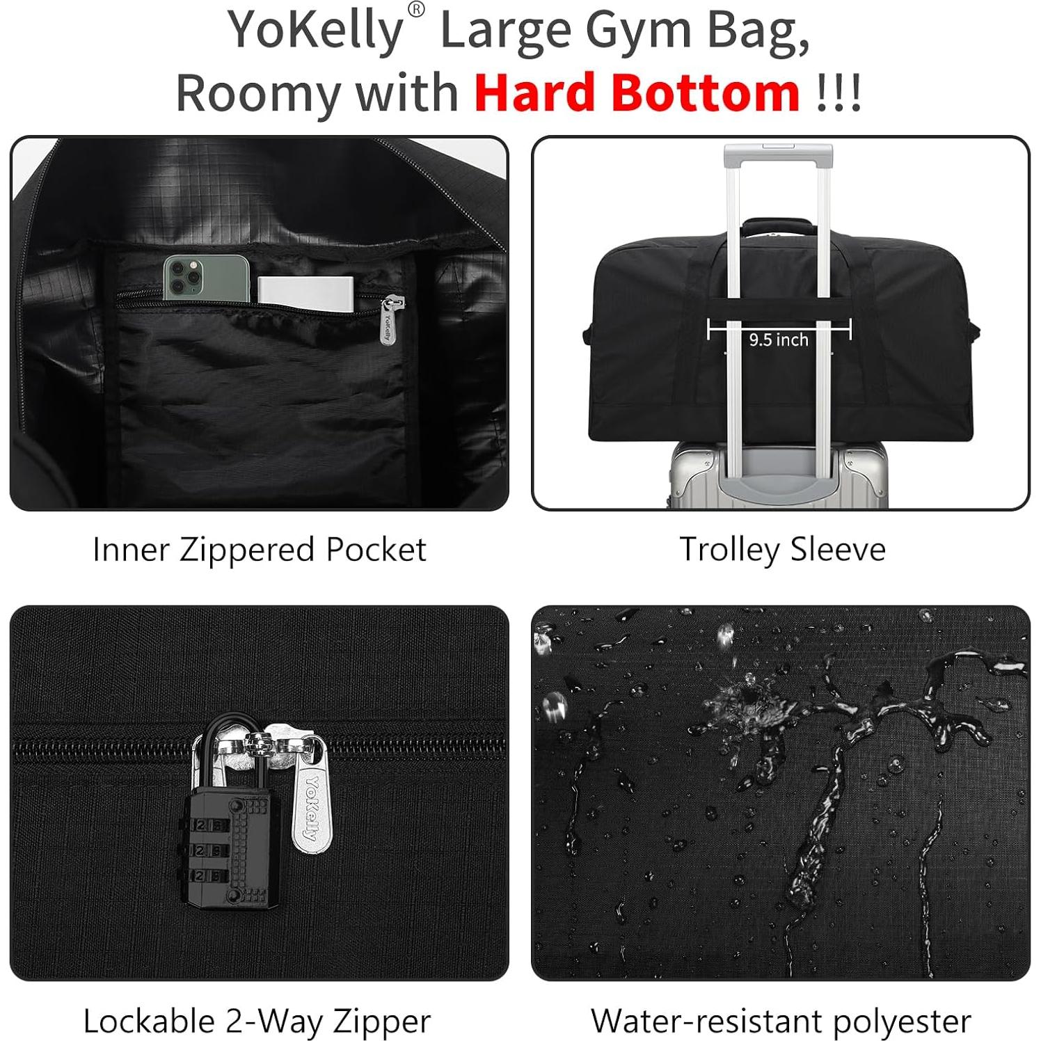 Bolsa de viaje grande 55L para hombres - Negra - 63.5x30.5x30.5 cm