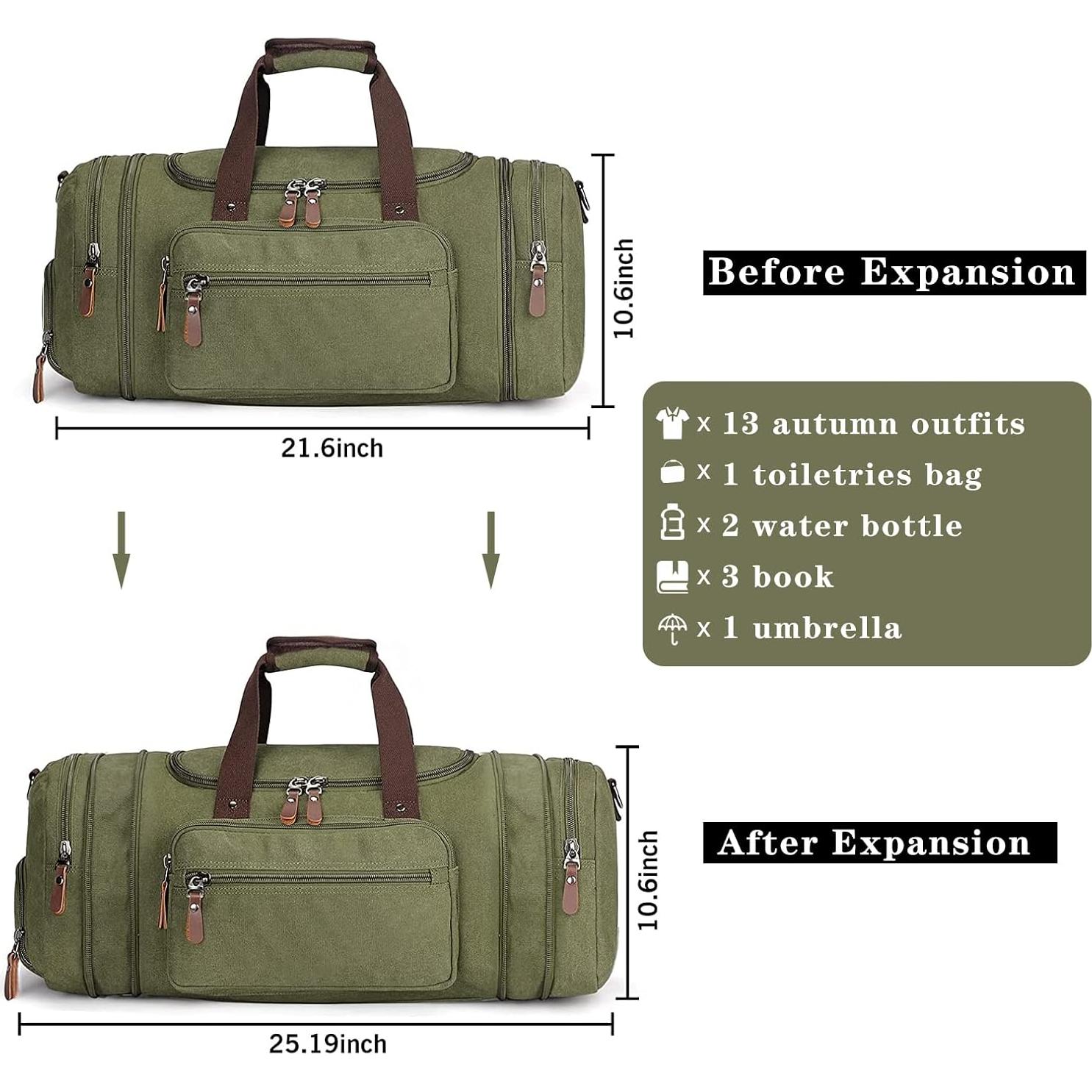 Bolsa de viaje Oflamn 55L con compartimento para zapatos - Verde militar