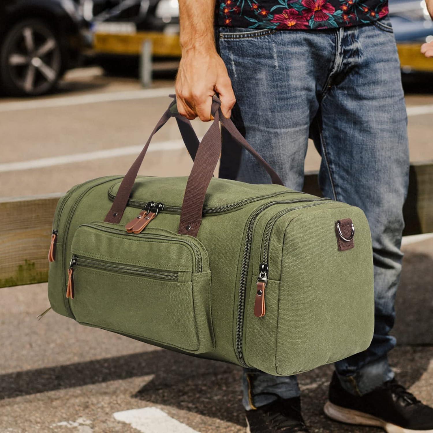 Bolsa de viaje Oflamn 55L con compartimento para zapatos - Verde militar