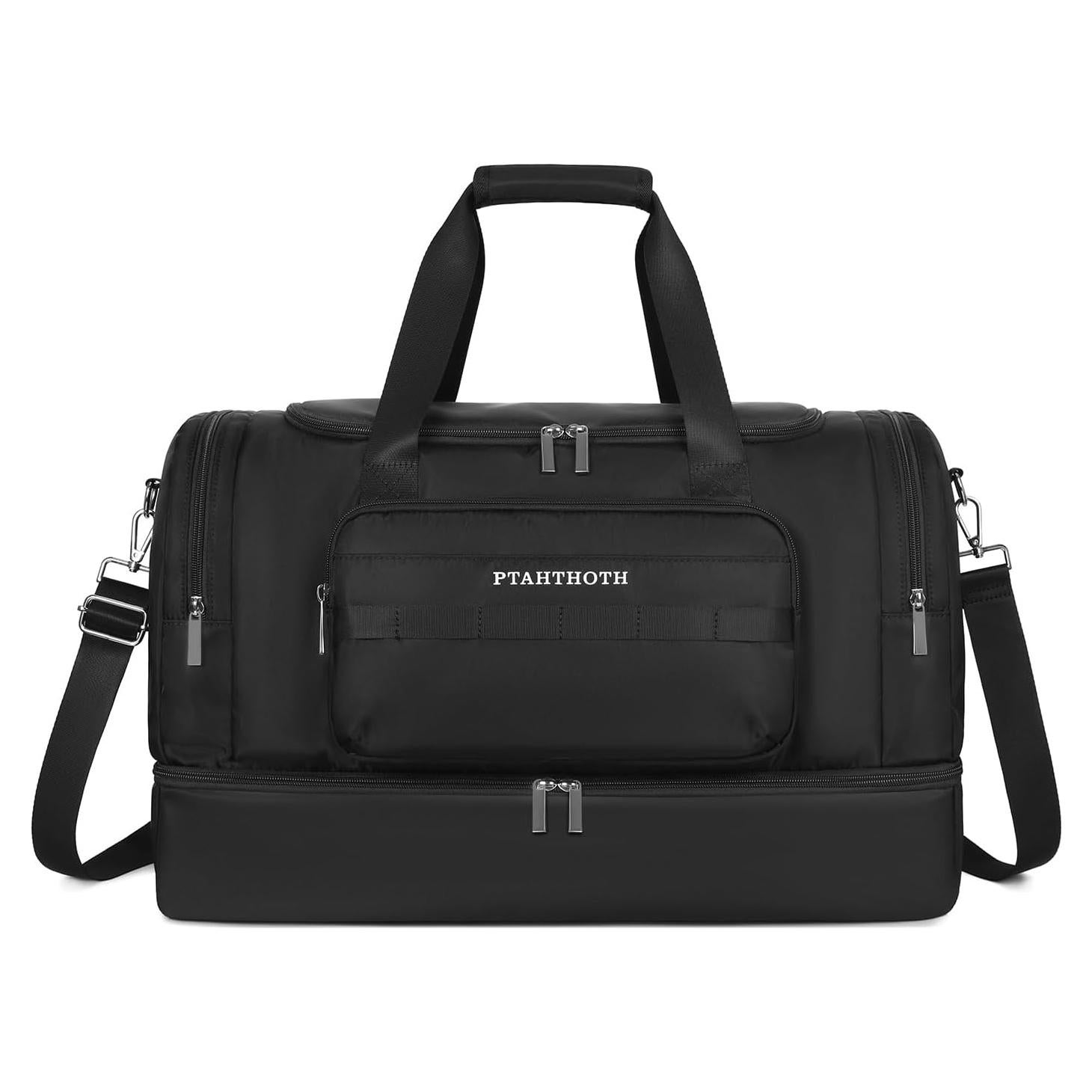 Bolsa de viaje y gimnasio 42L PTAHTHOTH negra con compartimentos