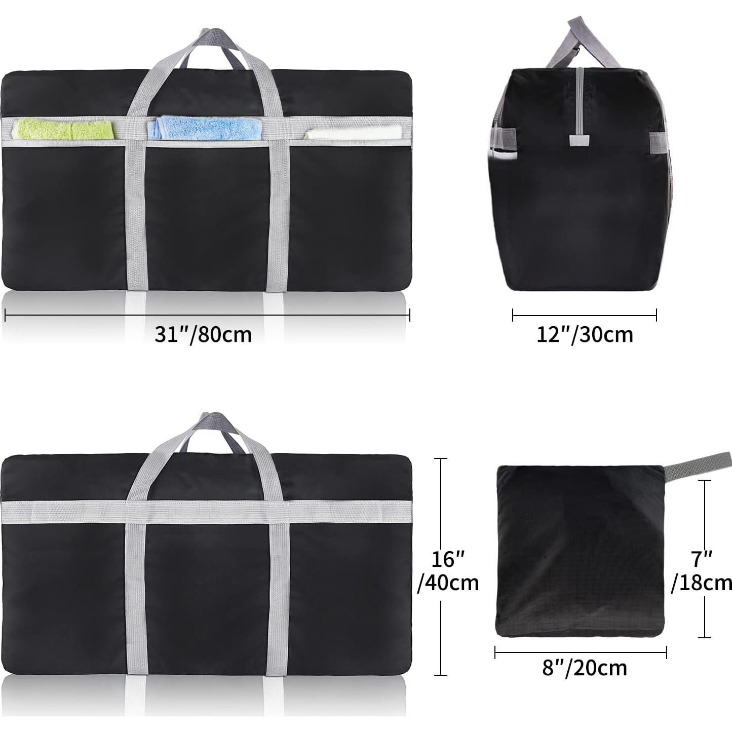 Bolsa de viaje duffel Duffle 96L impermeable plegable negra