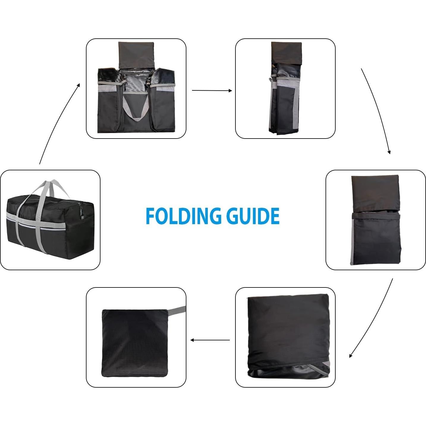 Bolsa de viaje duffel Duffle 96L impermeable plegable negra