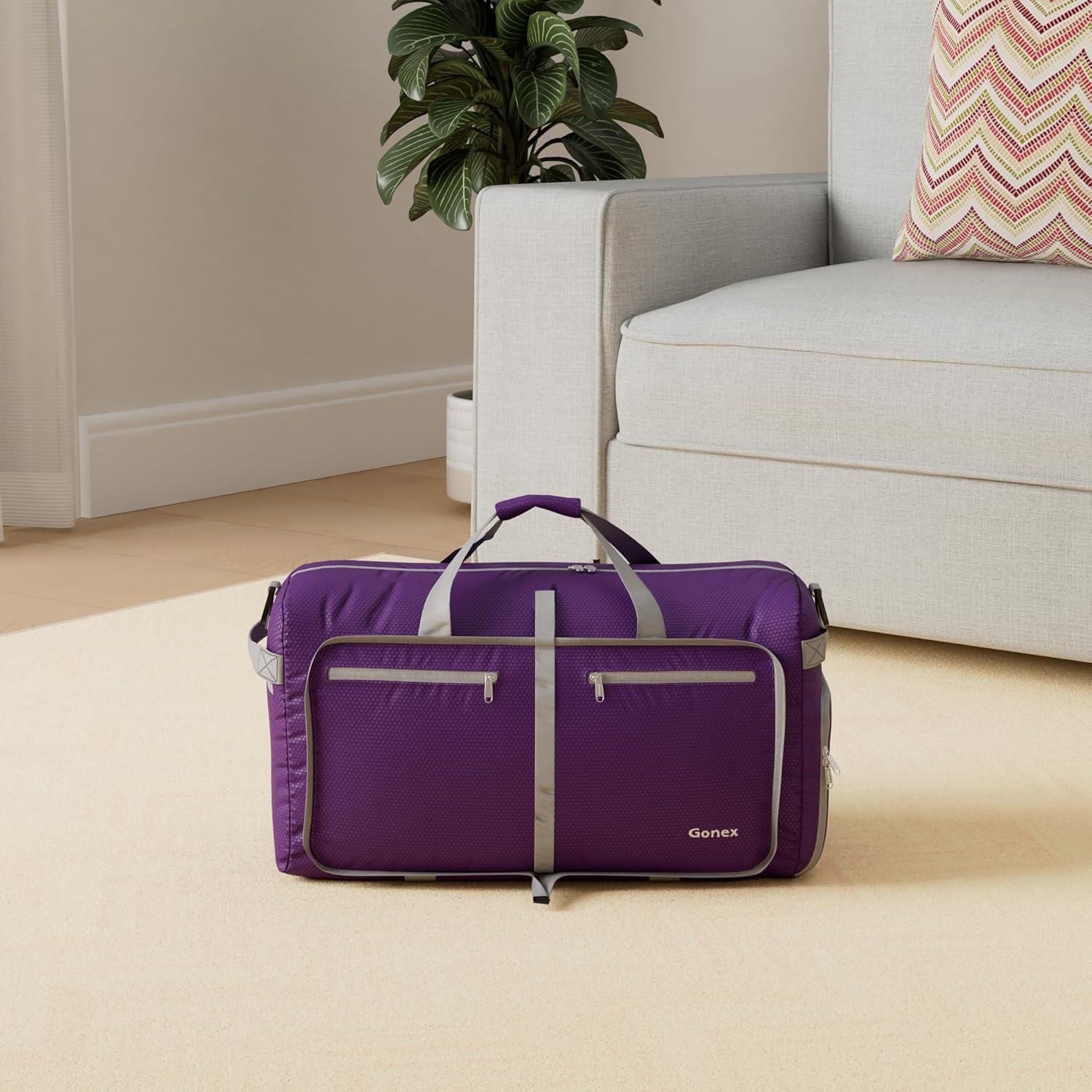 Bolsa de Viaje Plegable Gonex 100L Negra con Compartimento para Zapatos