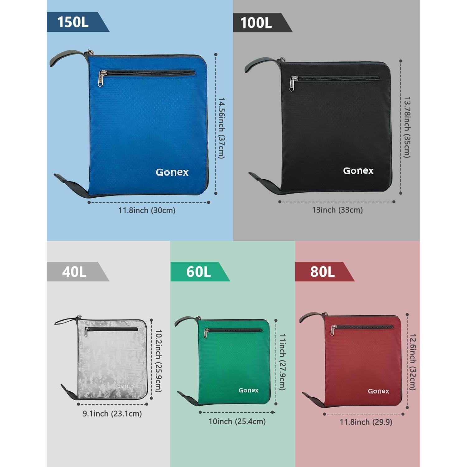 Bolsa de Viaje Plegable Gonex 100L Negra con Compartimento para Zapatos