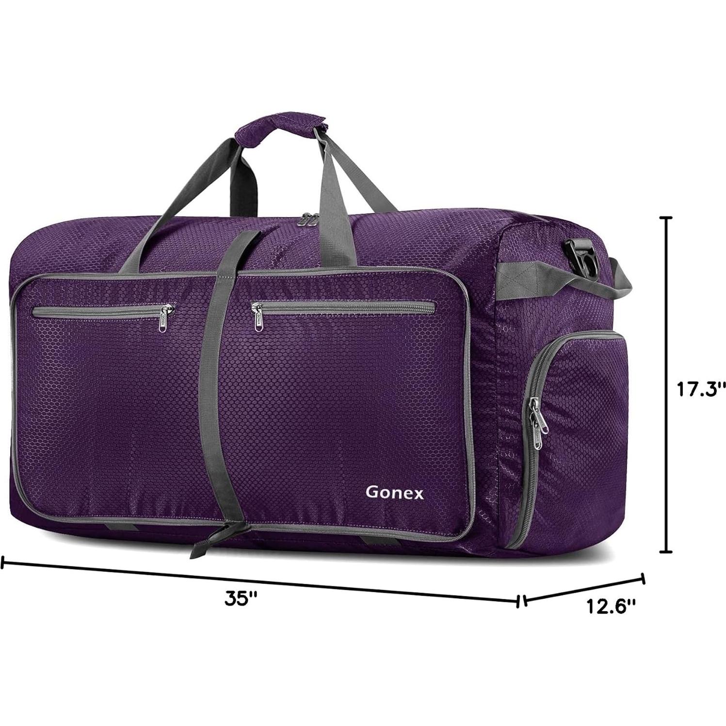 Bolsa de Viaje Plegable Gonex 100L Negra con Compartimento para Zapatos