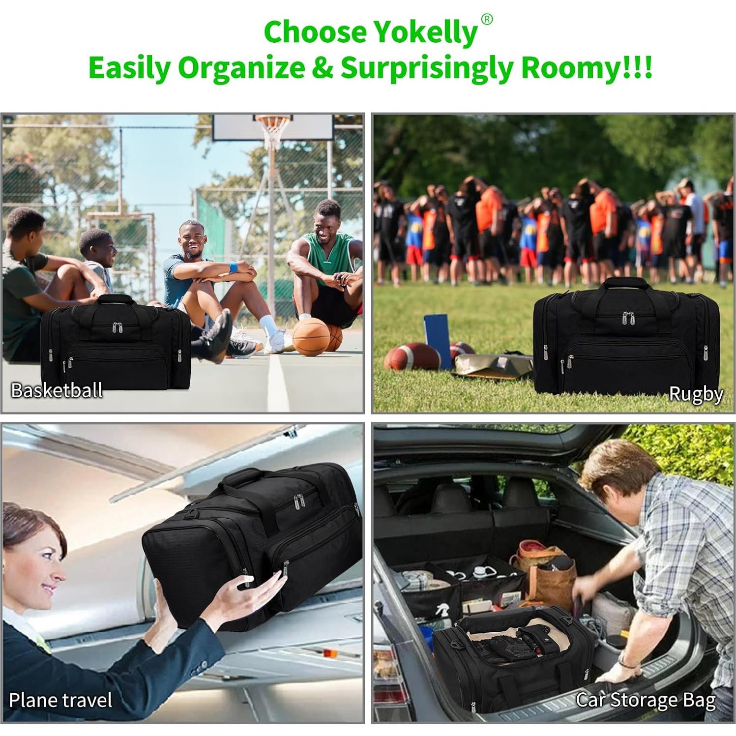 Bolsa de Deporte Duffel YoKelly 20" Negra 40L con 6 Compartimentos