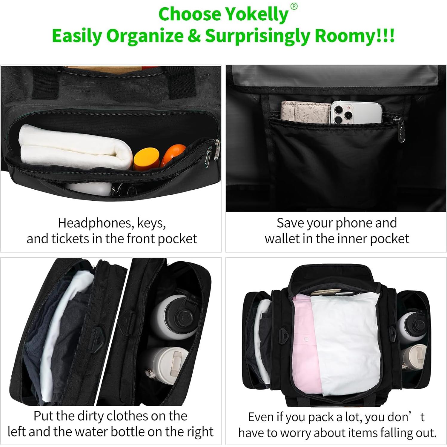 Bolsa de Deporte Duffel YoKelly 20" Negra 40L con 6 Compartimentos