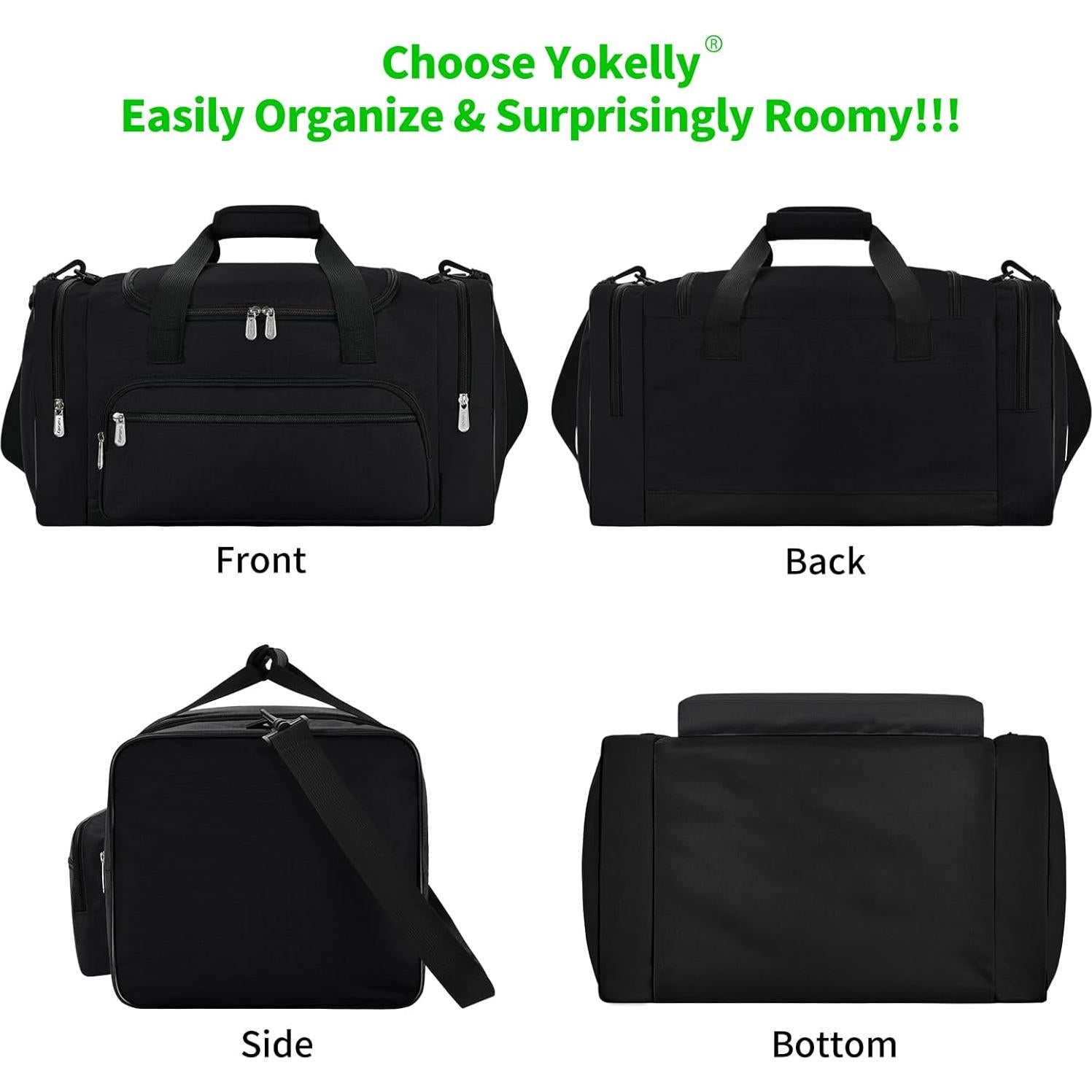 Bolsa de Deporte Duffel YoKelly 20" Negra 40L con 6 Compartimentos
