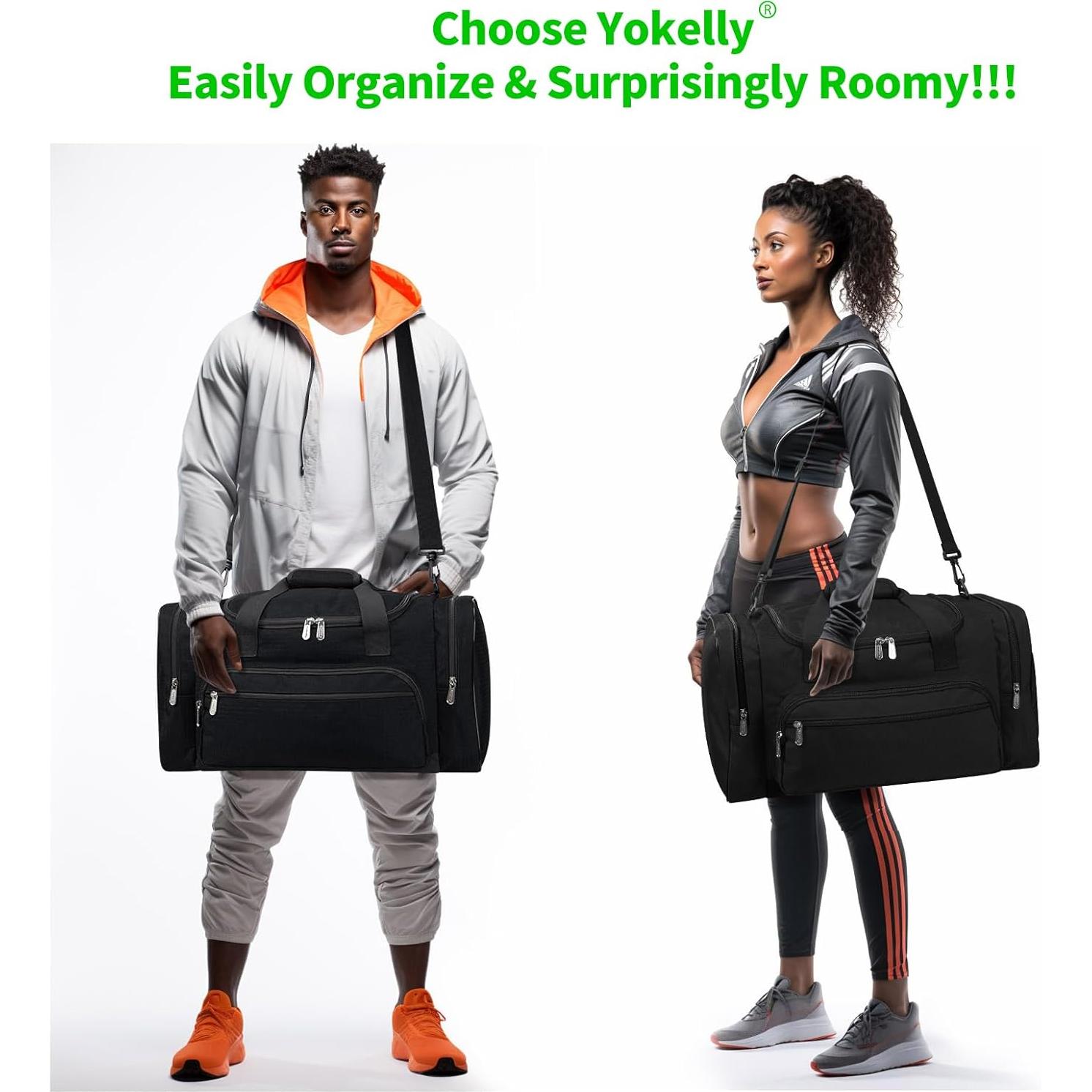 Bolsa de Deporte Duffel YoKelly 20" Negra 40L con 6 Compartimentos